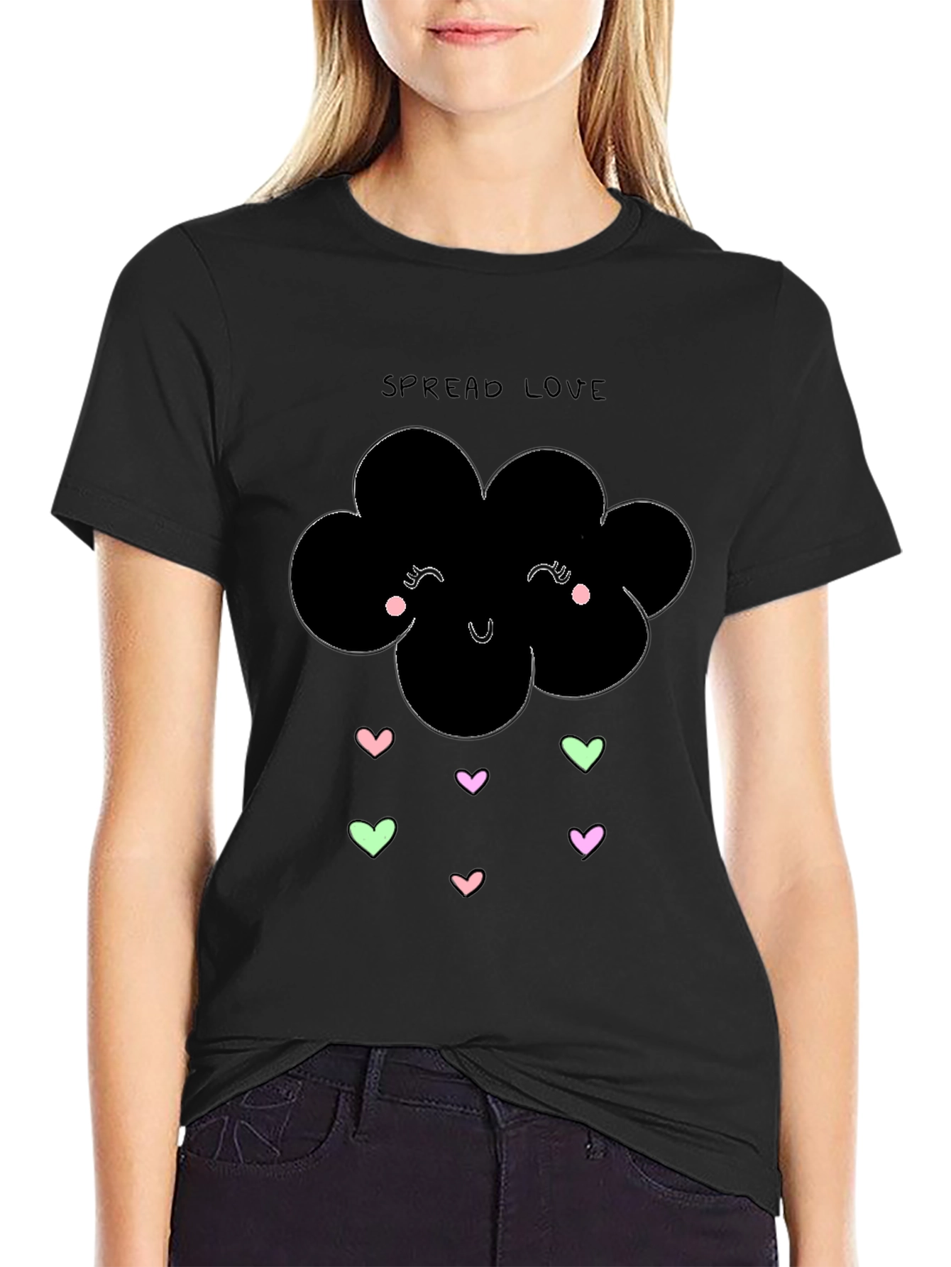 Spread Love Black Graphic T-Shirt