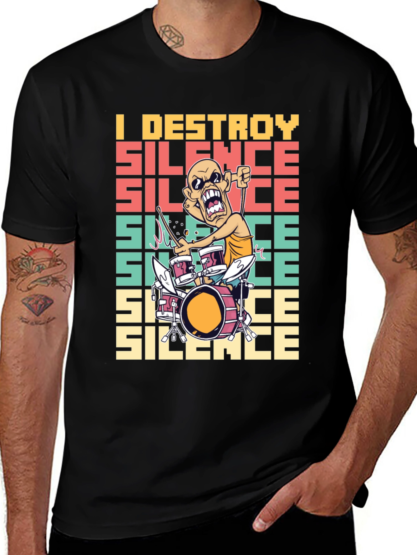I Destroy Silence T-Shirt - Funny Drummer Tee