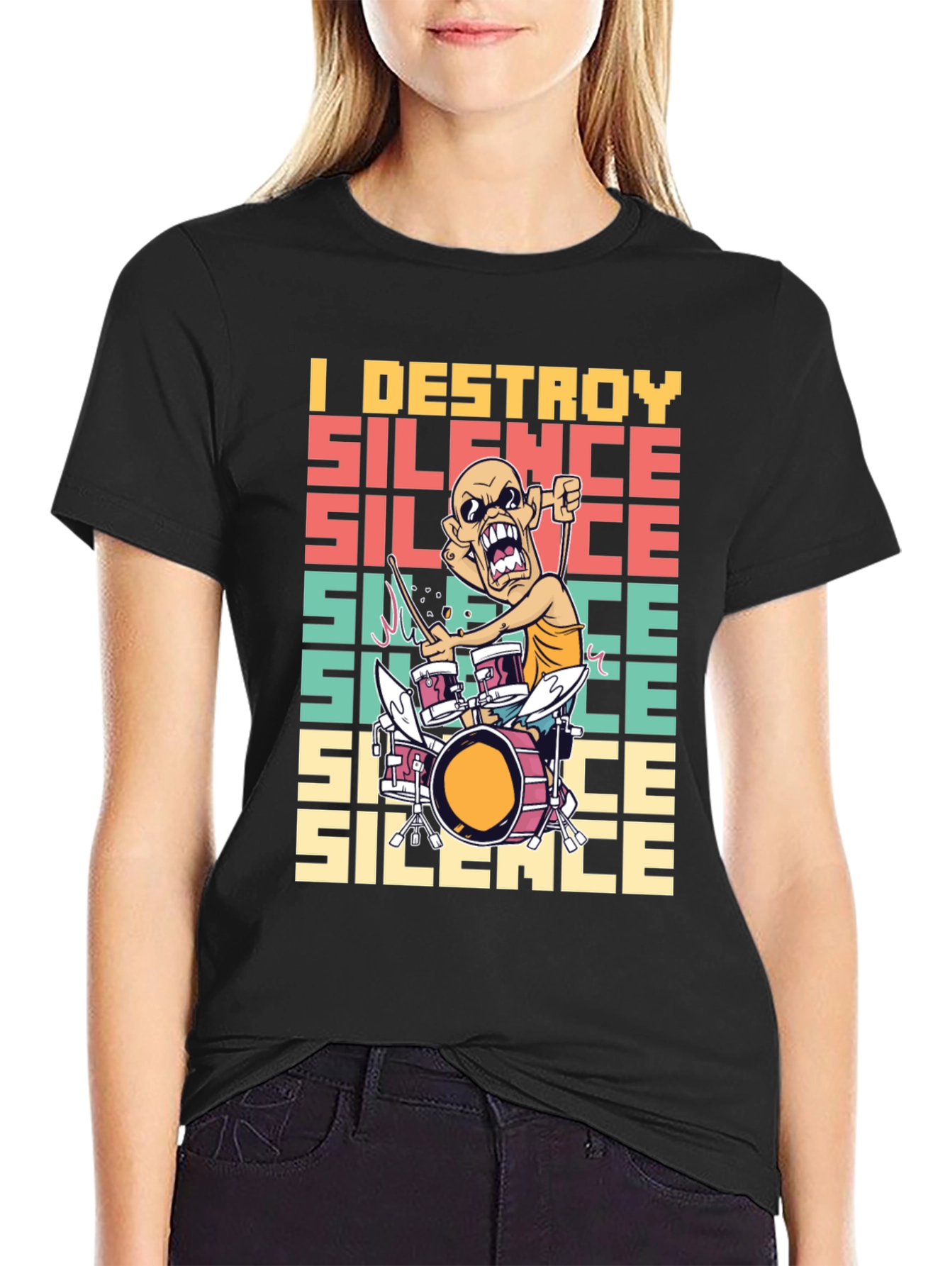 I Destroy Silence T-Shirt - Funny Drummer Tee