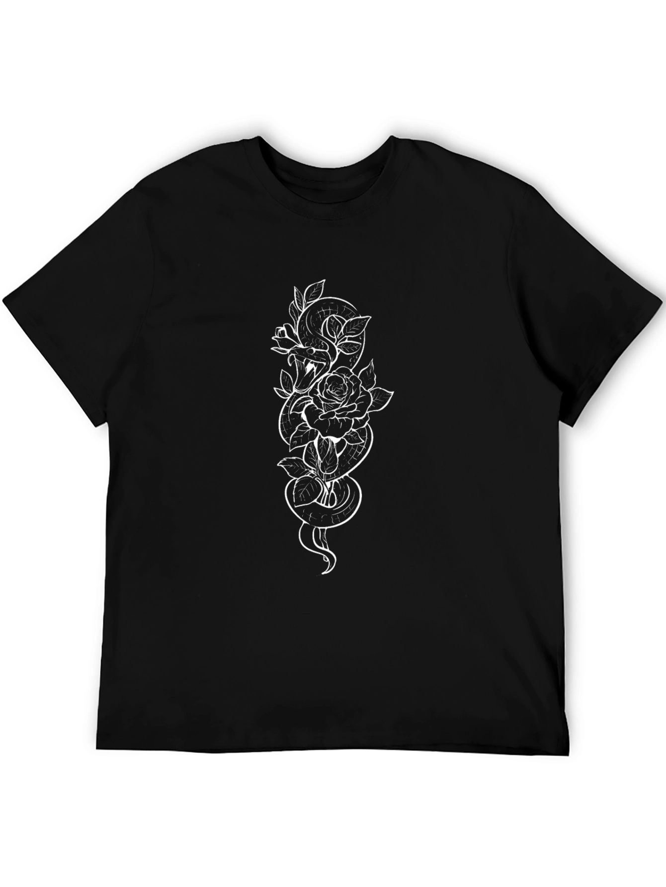 Snake & Rose Graphic Tee - Stylish Black T-Shirt