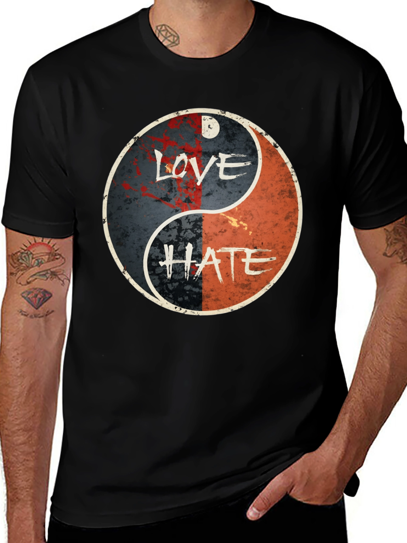 Love Hate Yin Yang Graphic T-Shirt