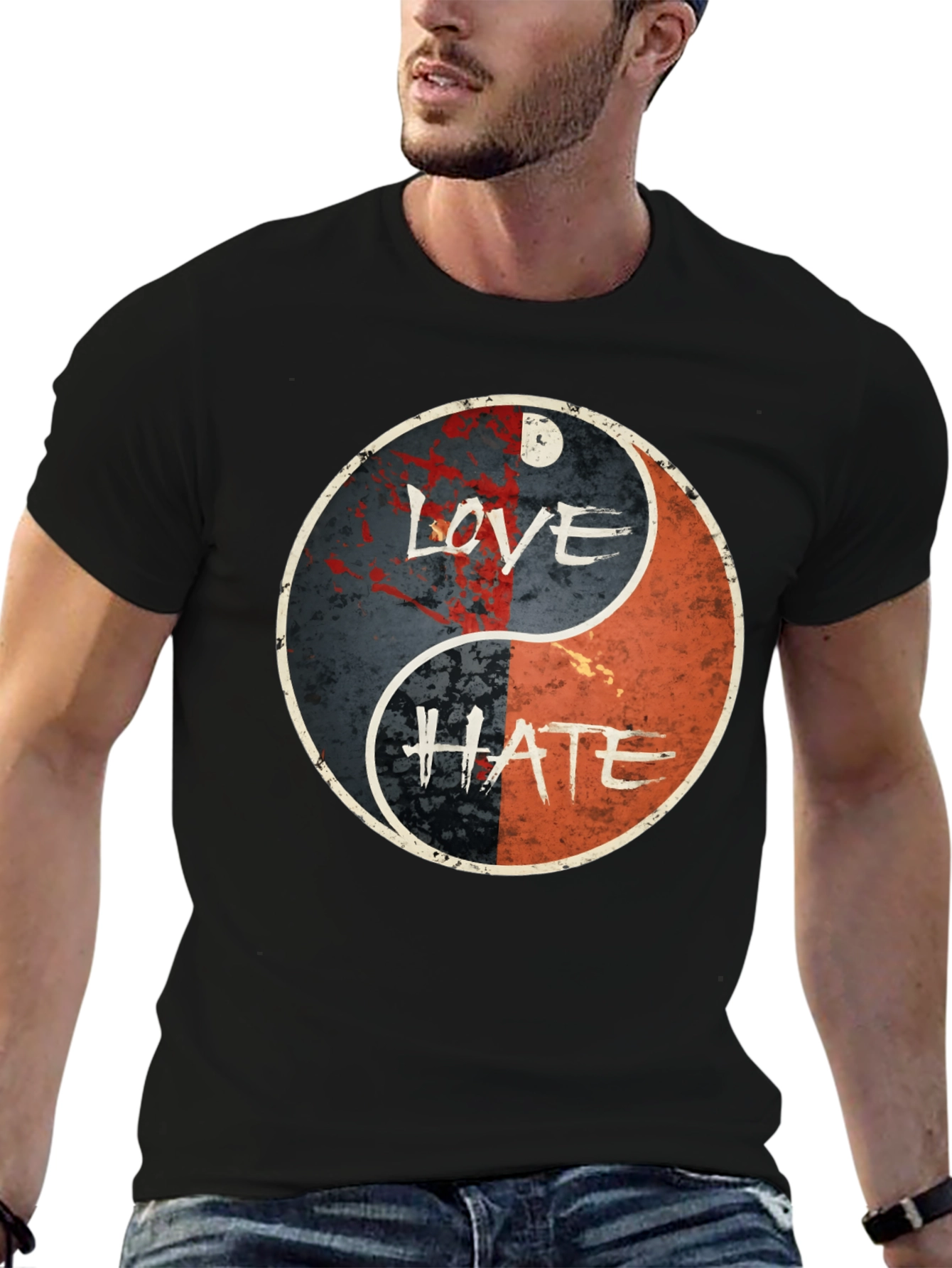 Love Hate Yin Yang Graphic T-Shirt