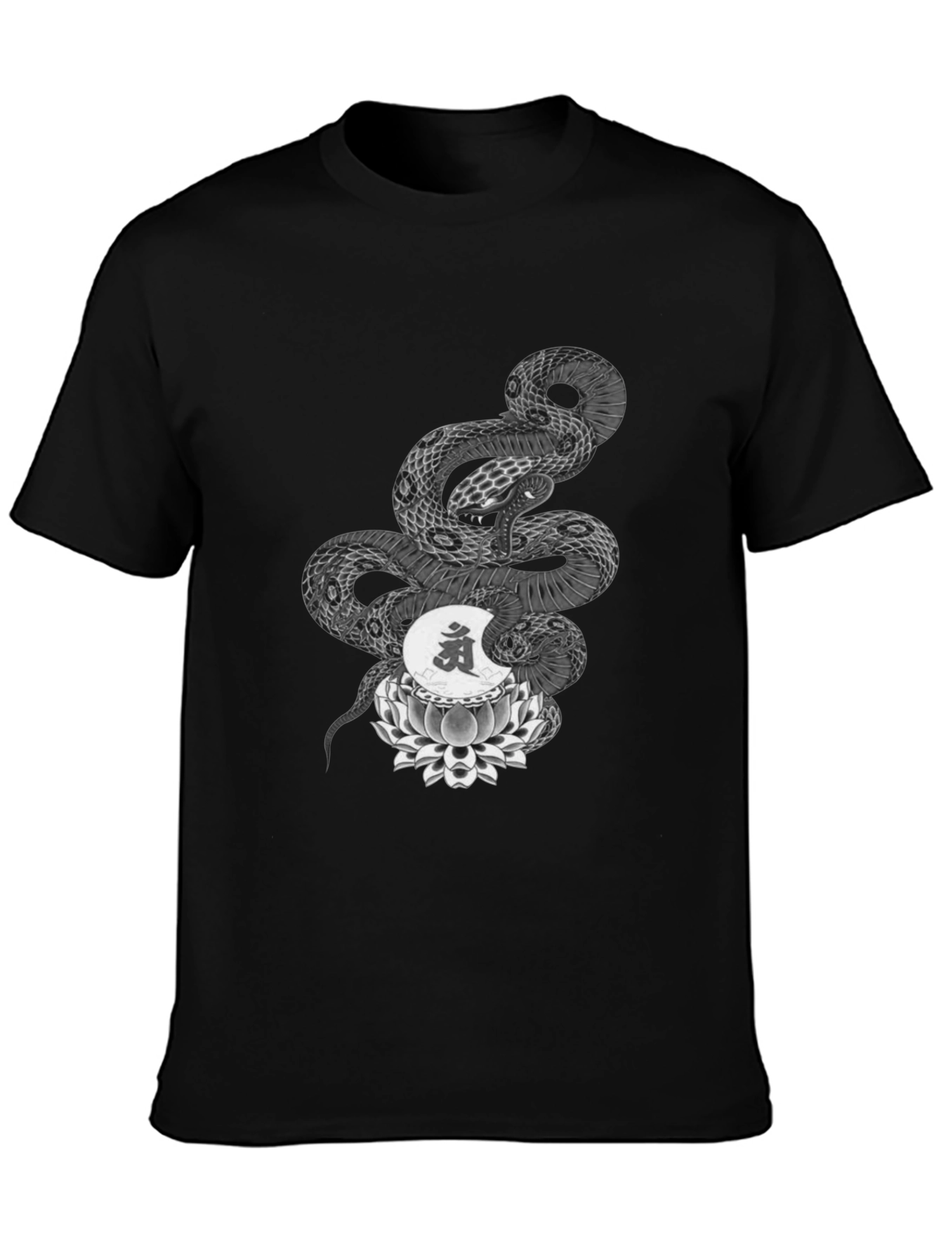 Serpent Lotus Graphic Tee - Black