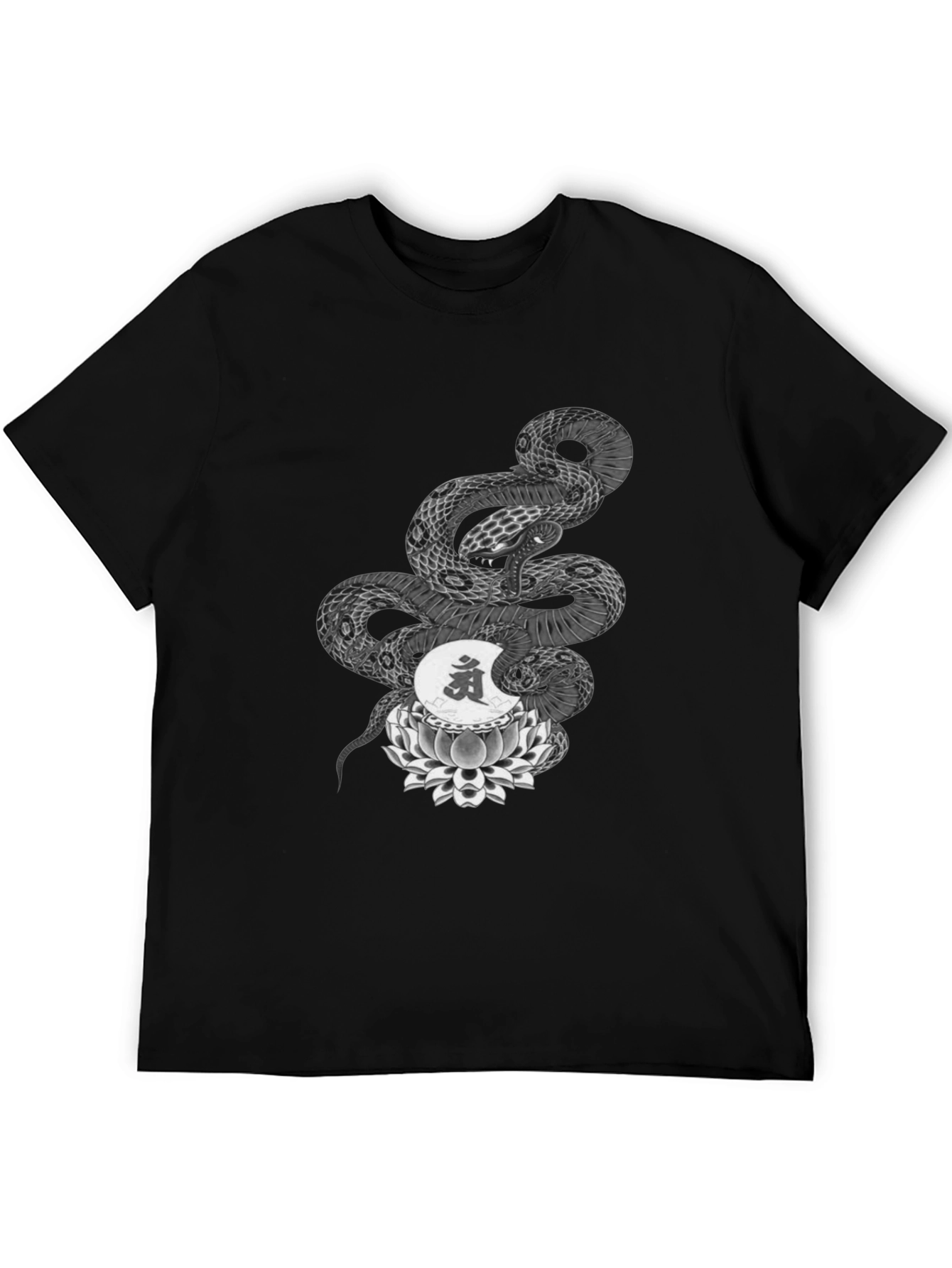 Serpent Lotus Graphic Tee - Black