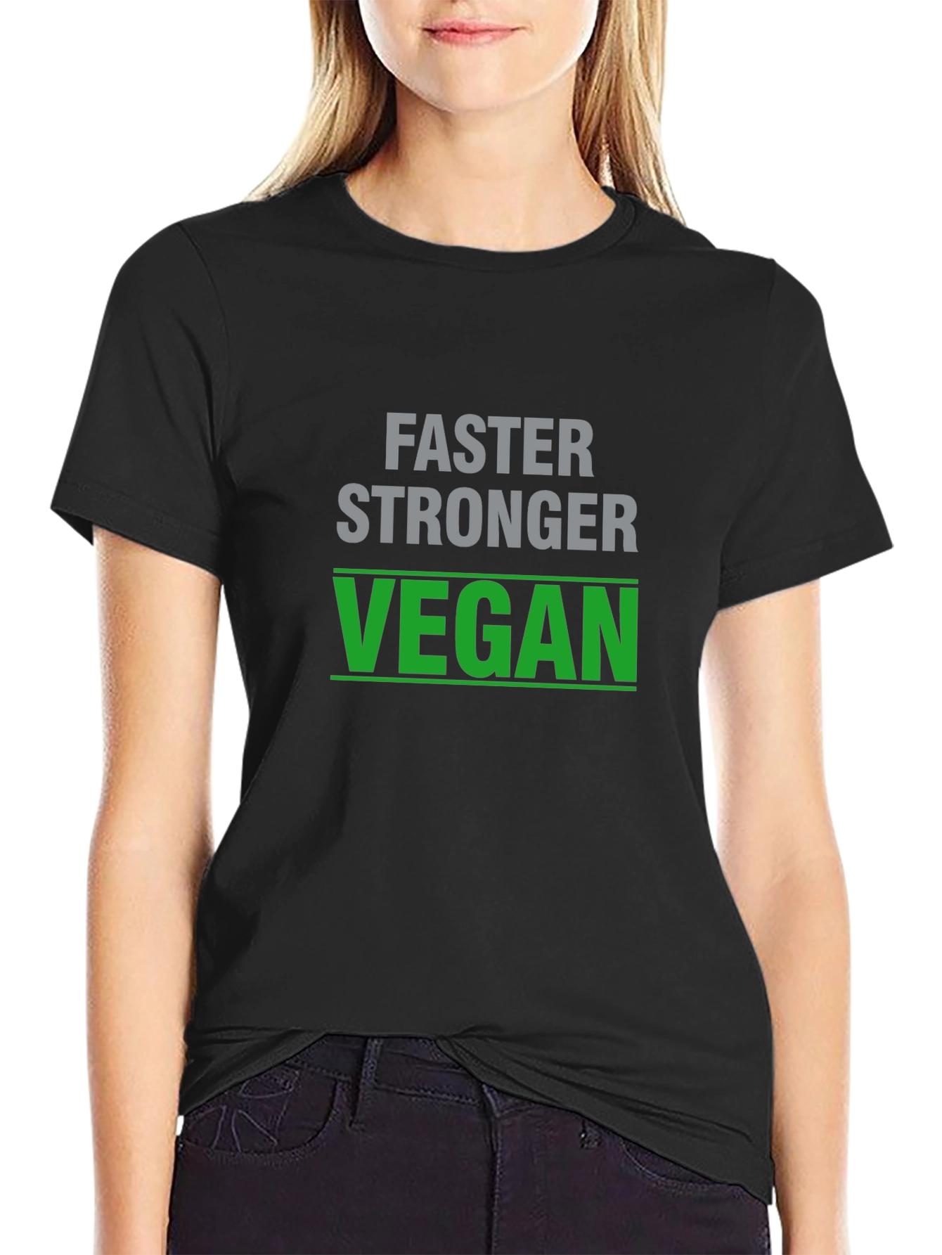 Faster Stronger Vegan T-Shirt - Black