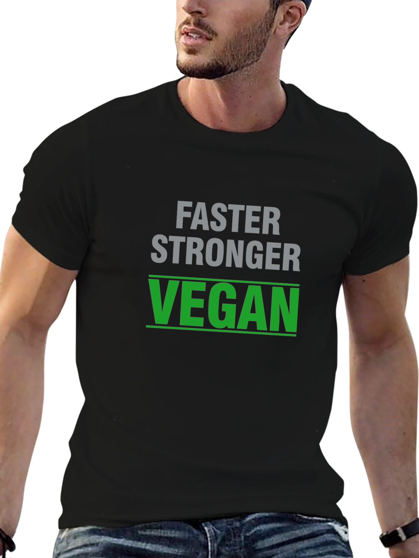 Faster Stronger Vegan T-Shirt - Black