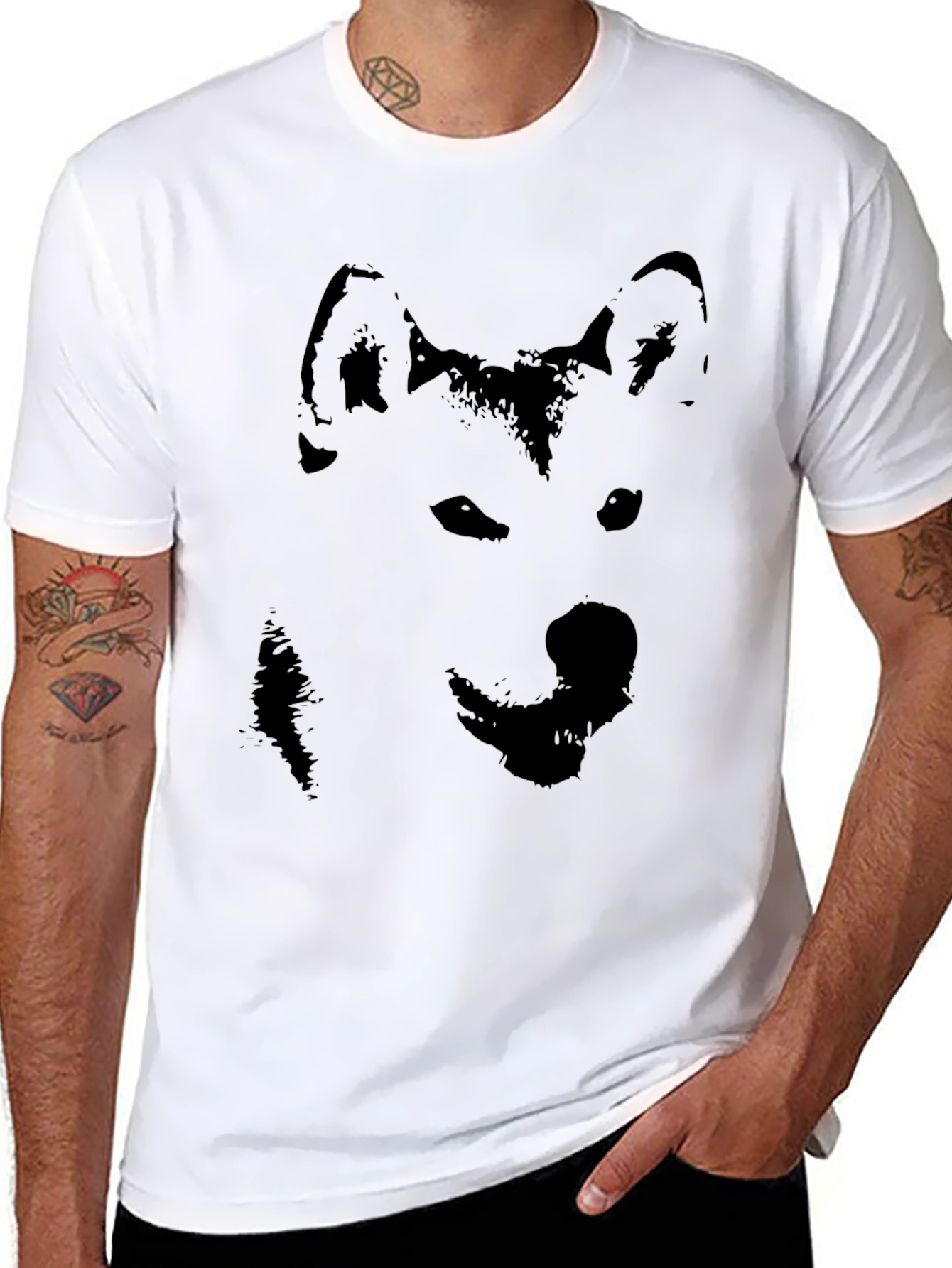 Black Husky Silhouette Graphic T-Shirt