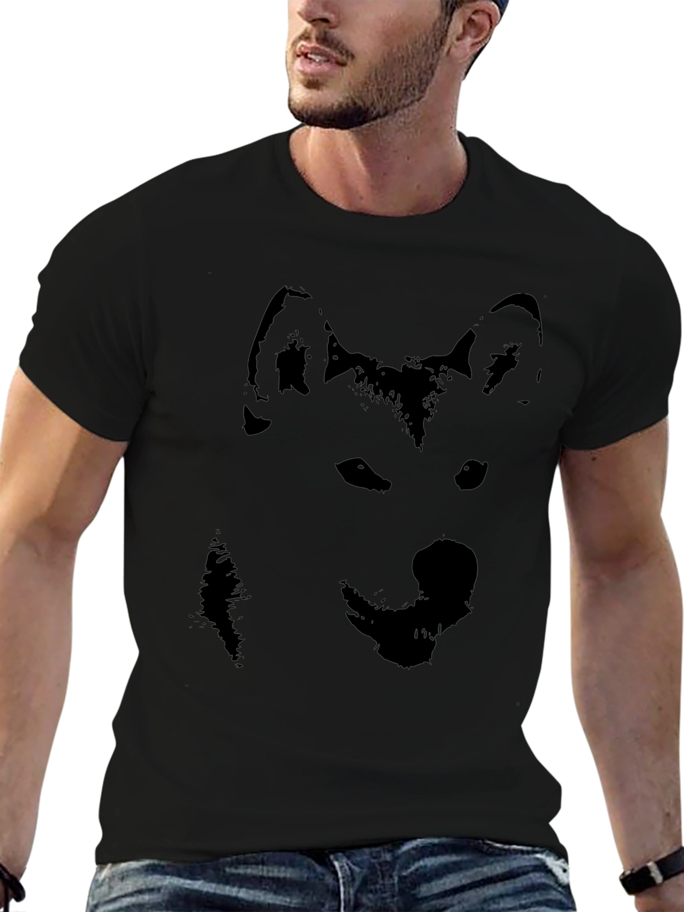 Black Husky Silhouette Graphic T-Shirt