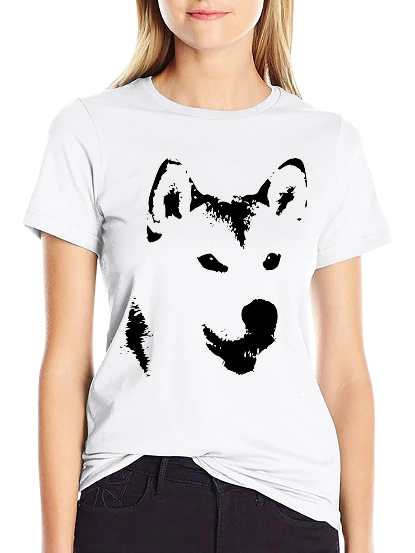 Black Husky Silhouette Graphic T-Shirt