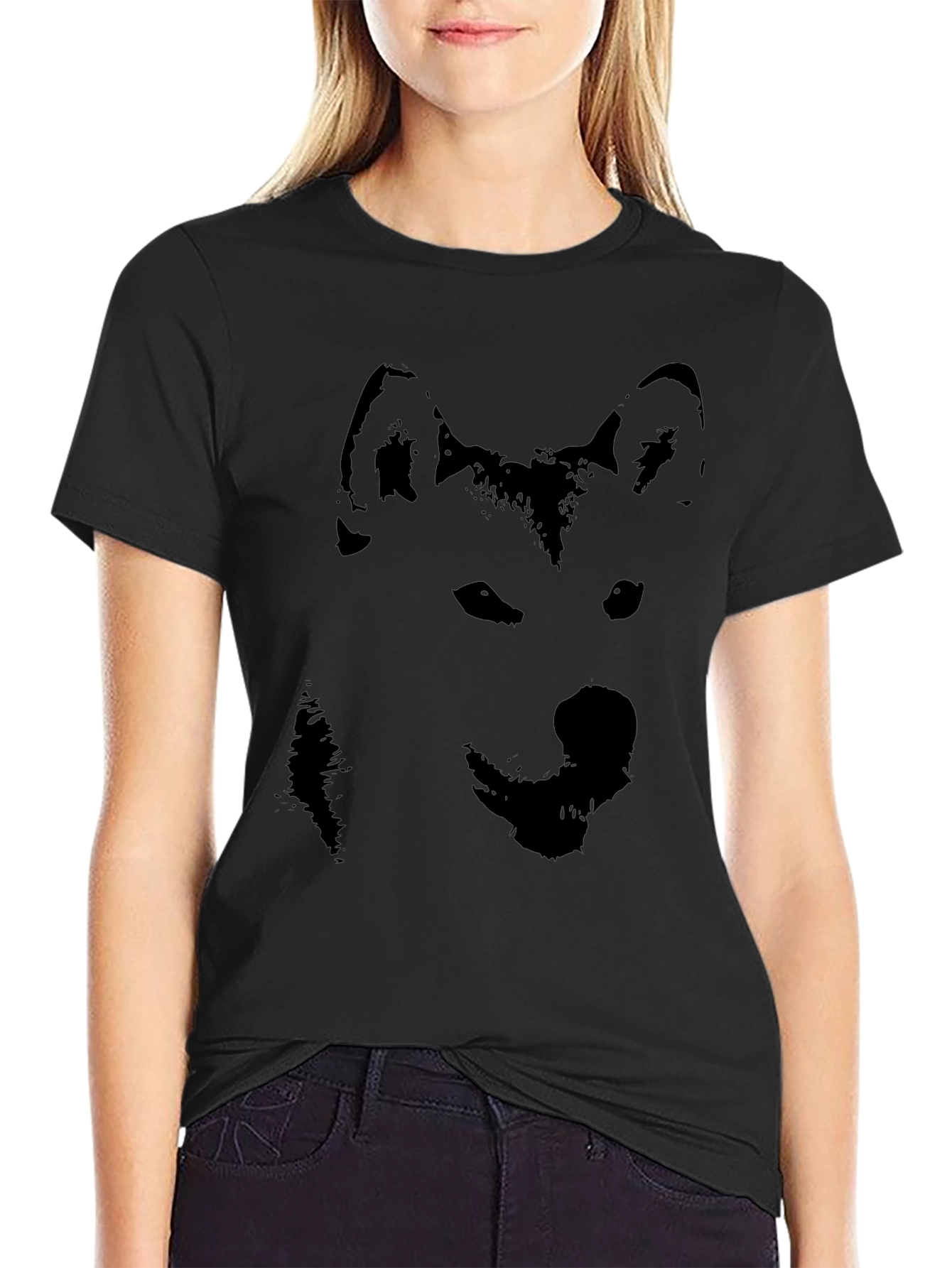 Black Husky Silhouette Graphic T-Shirt