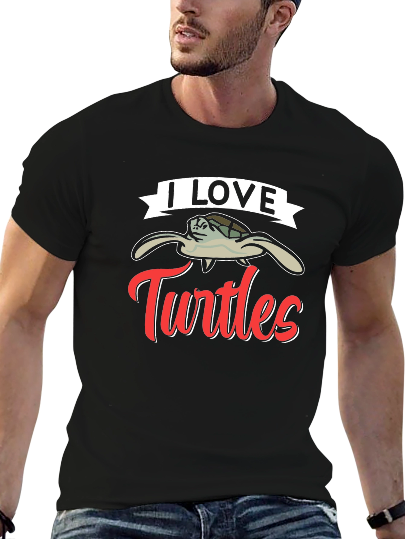 I Love Turtles Graphic T-Shirt Black