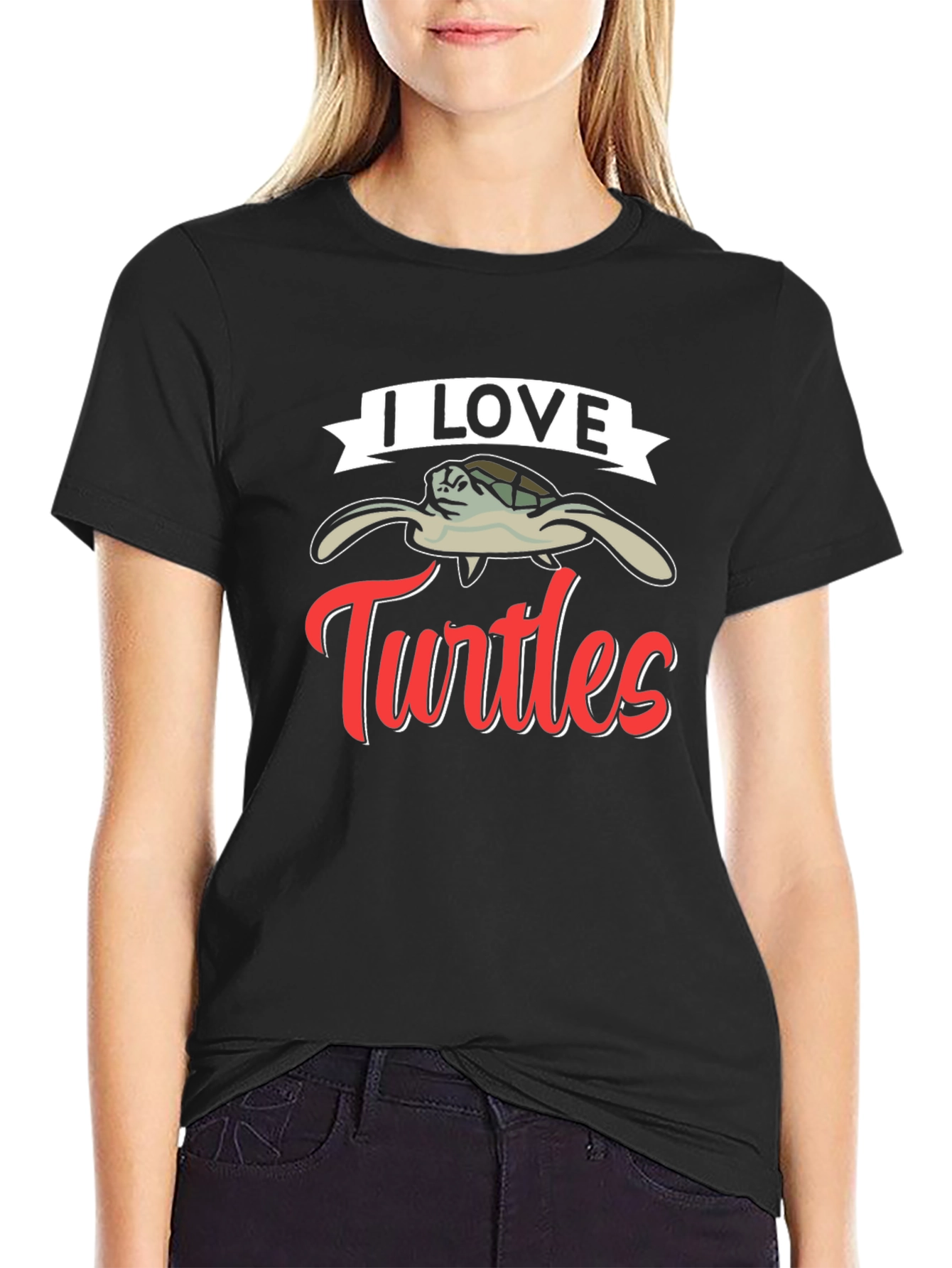 I Love Turtles Graphic T-Shirt Black