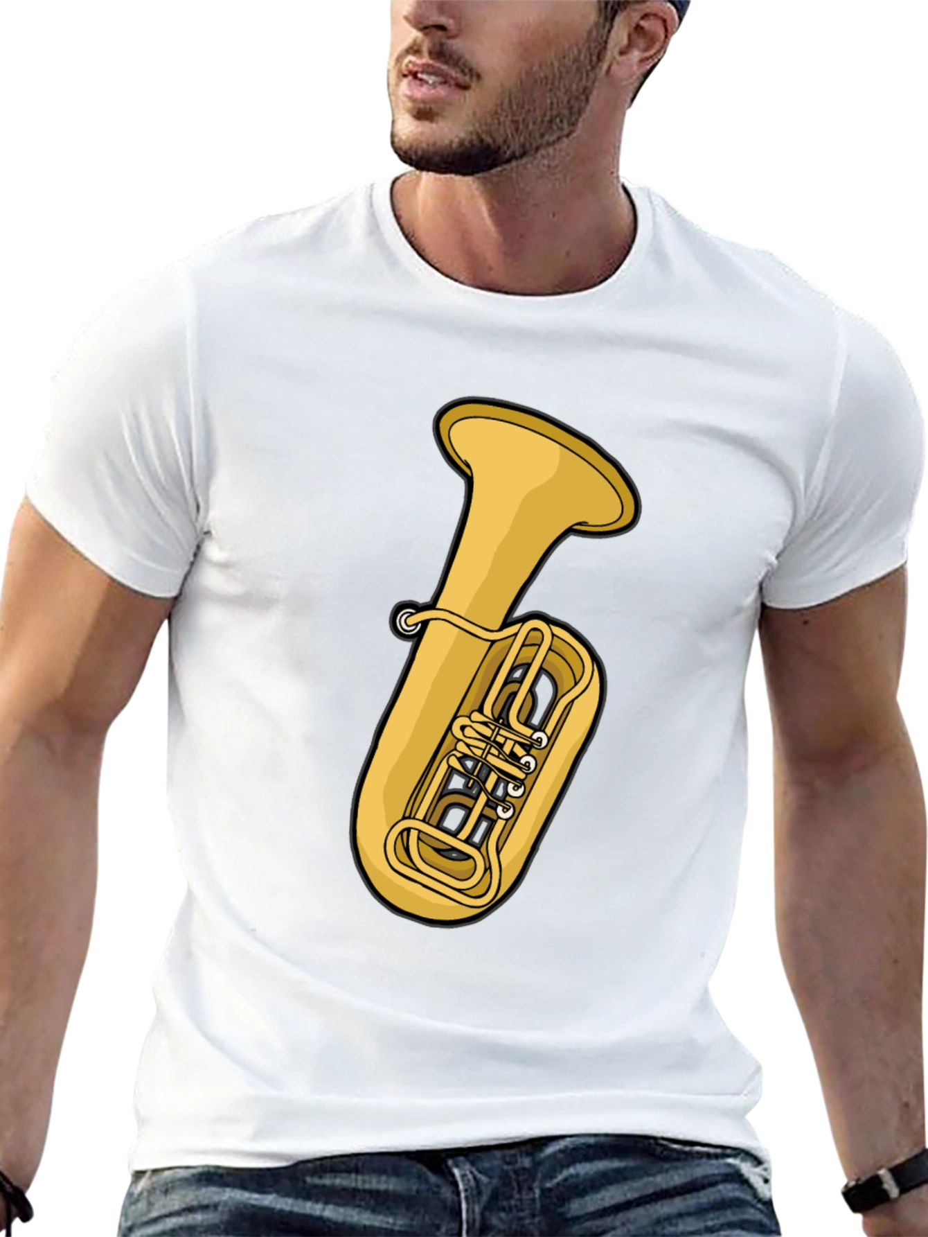 Tuba Graphic Tee - Black Cotton T-Shirt