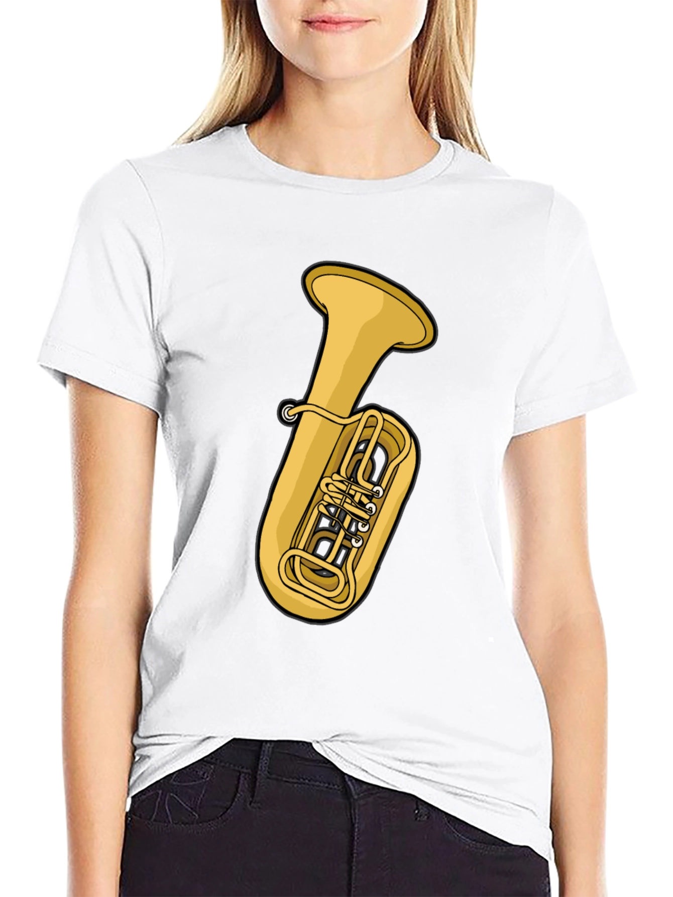 Tuba Graphic Tee - Black Cotton T-Shirt