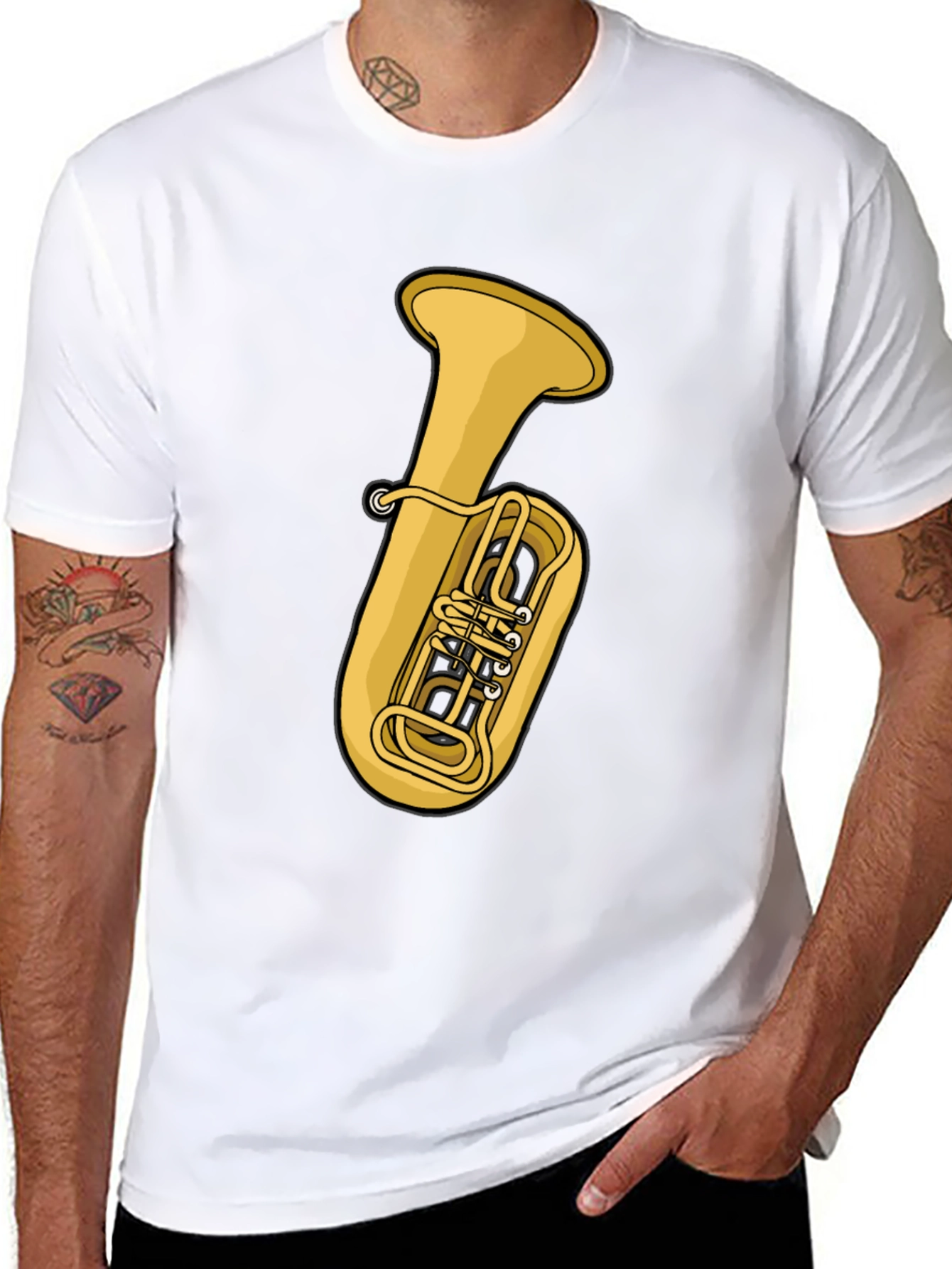 Tuba Graphic Tee - Black Cotton T-Shirt