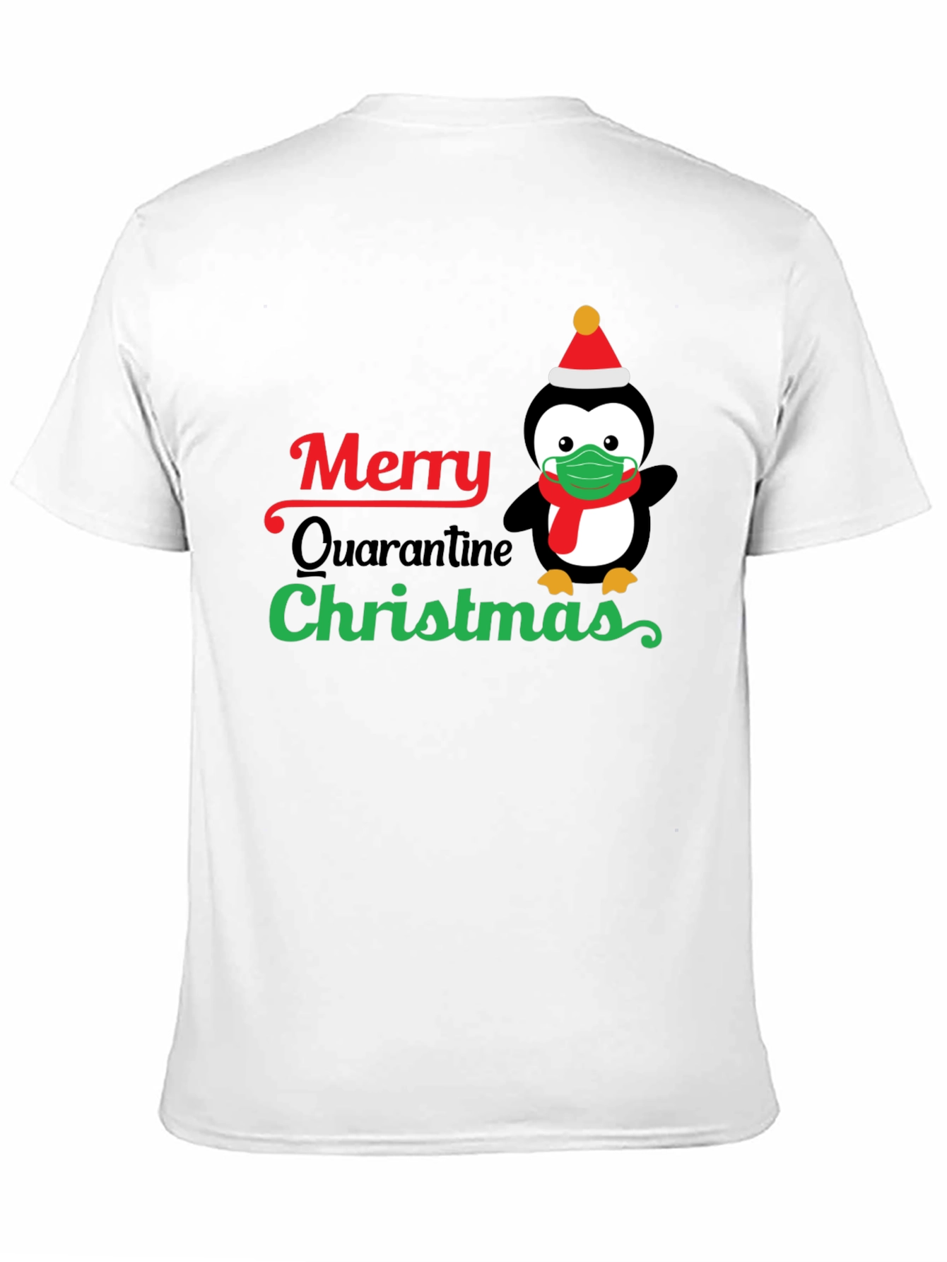 Merry Quarantine Christmas Penguin Graphic T-Shirt