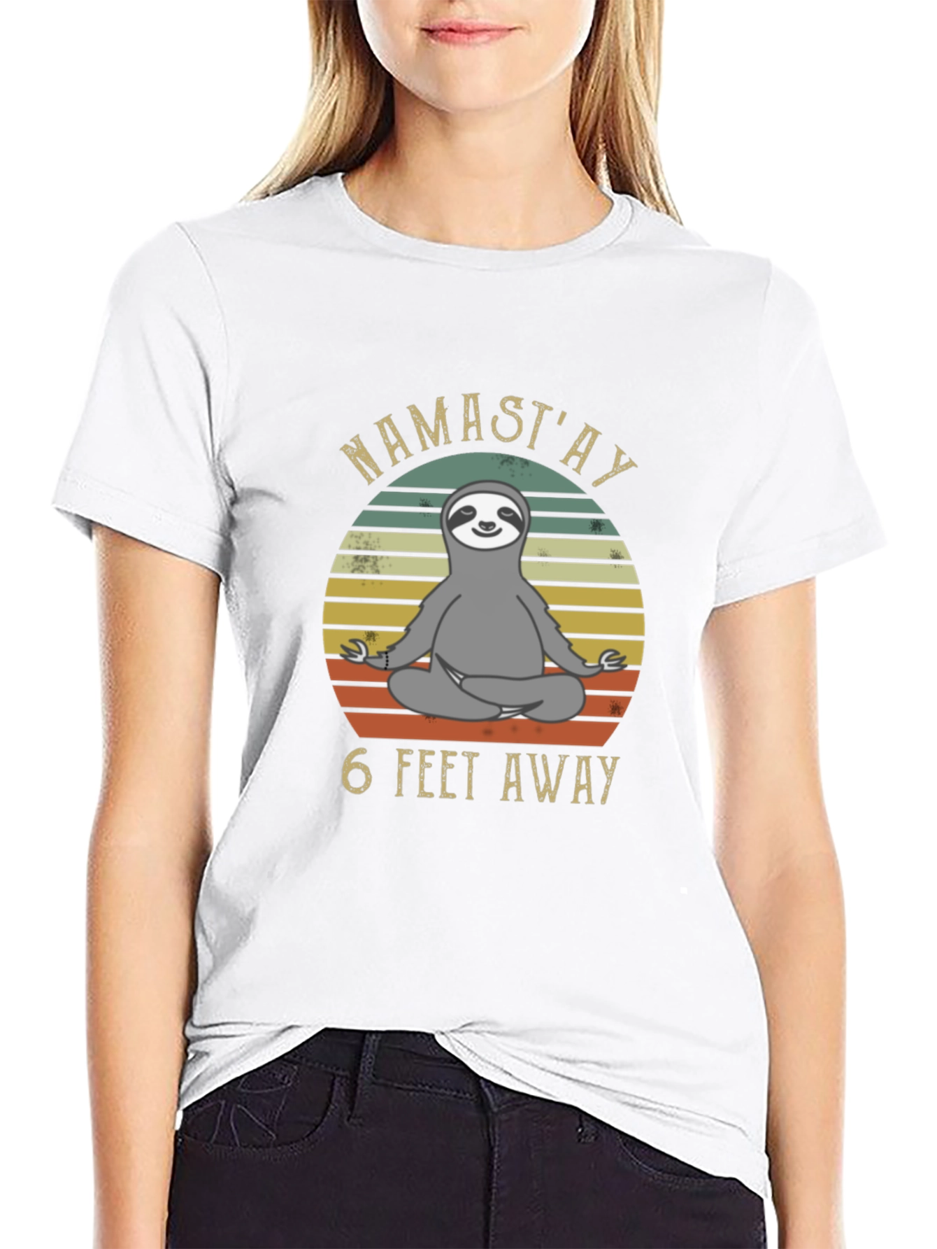 Namastay 6 Feet Away Sloth T-Shirt