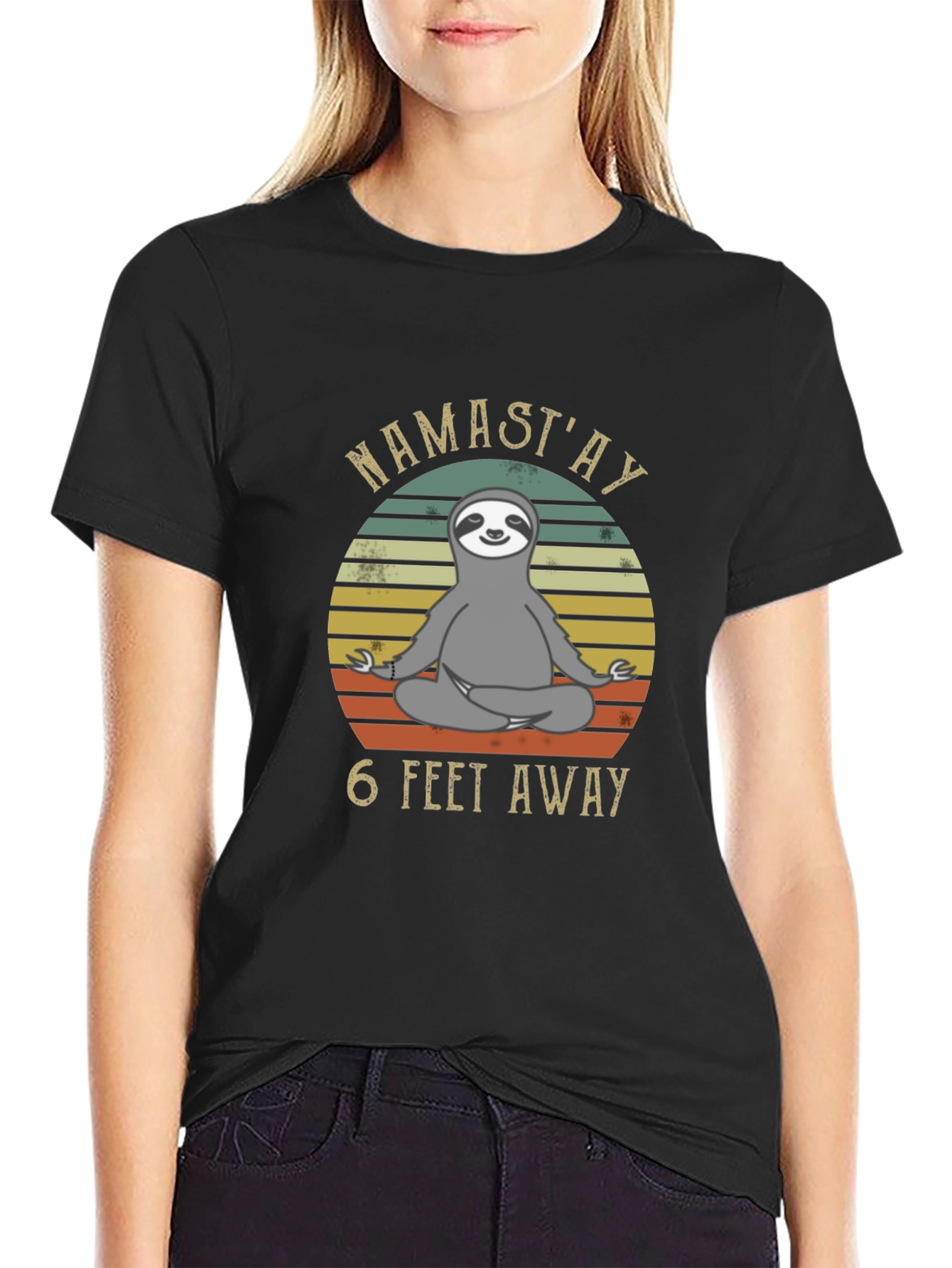 Namastay 6 Feet Away Sloth T-Shirt