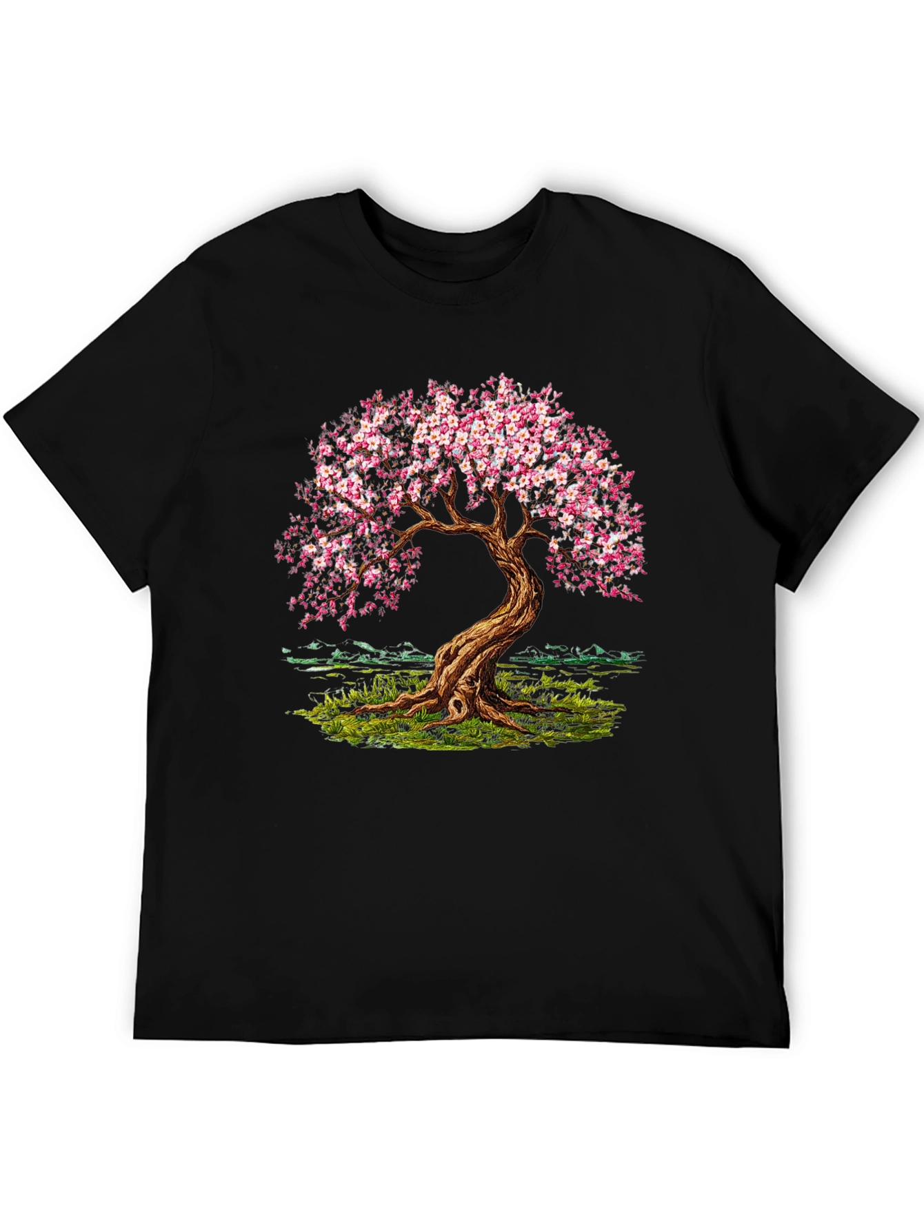 Cherry Blossom Tree Black T-Shirt