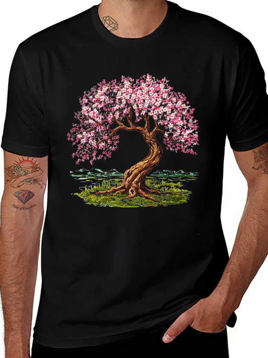 Cherry Blossom Tree Black T-Shirt