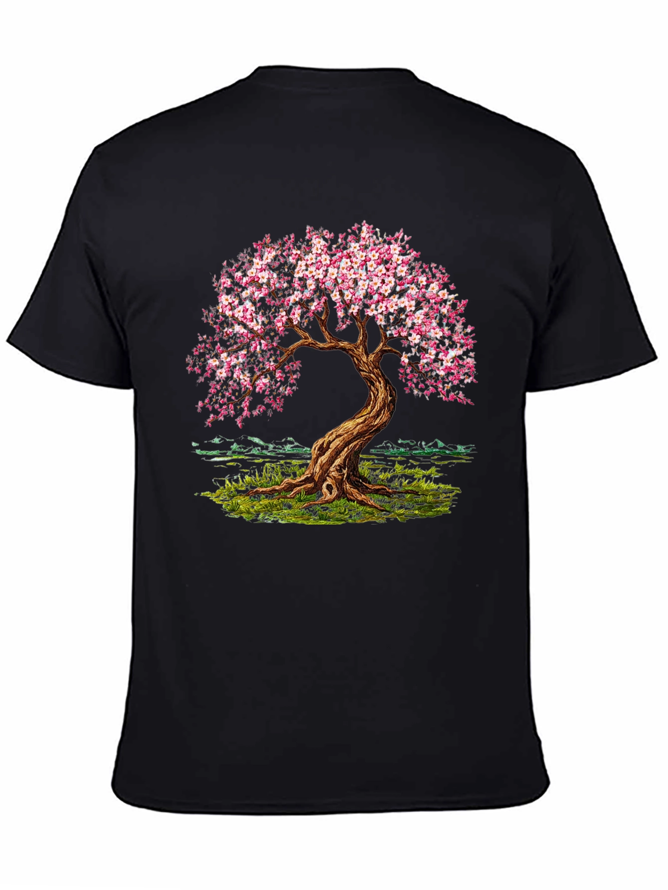 Cherry Blossom Tree Black T-Shirt