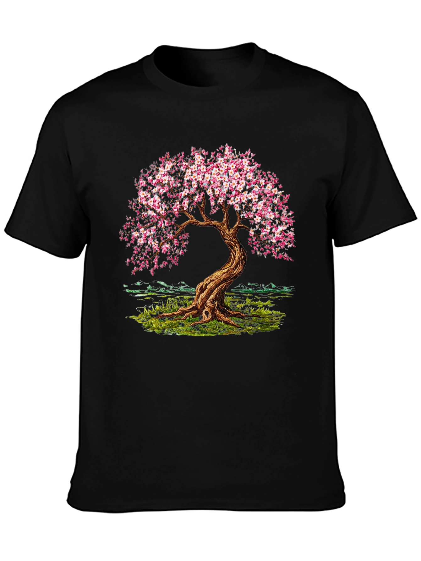 Cherry Blossom Tree Black T-Shirt