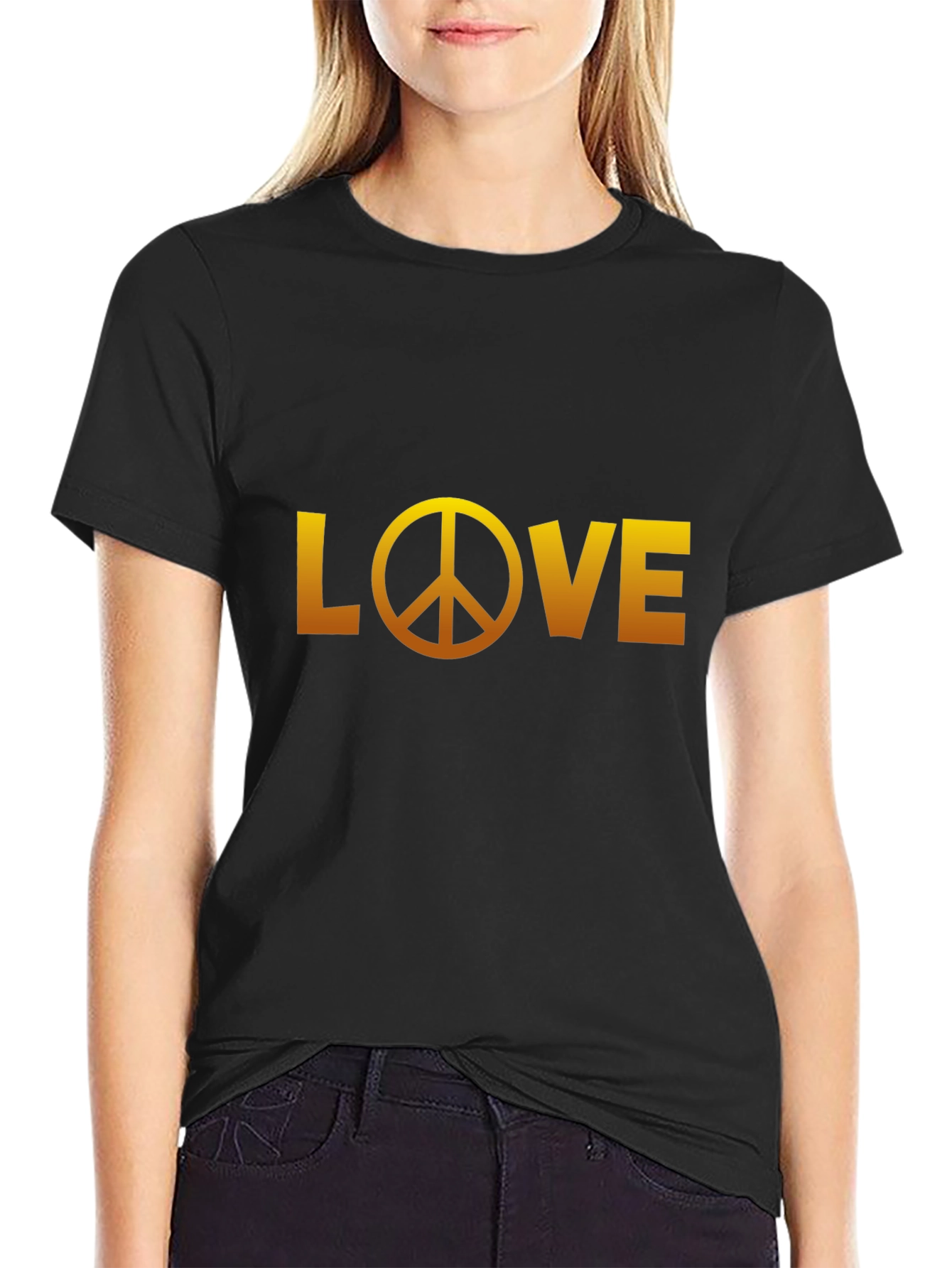 Love Peace Sign Black Graphic Tee