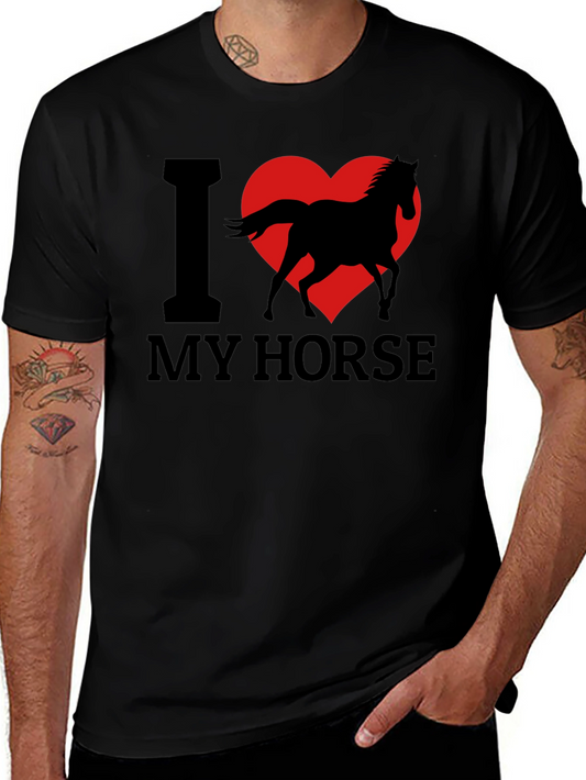 I Love My Horse T-Shirt - Black Cotton Tee