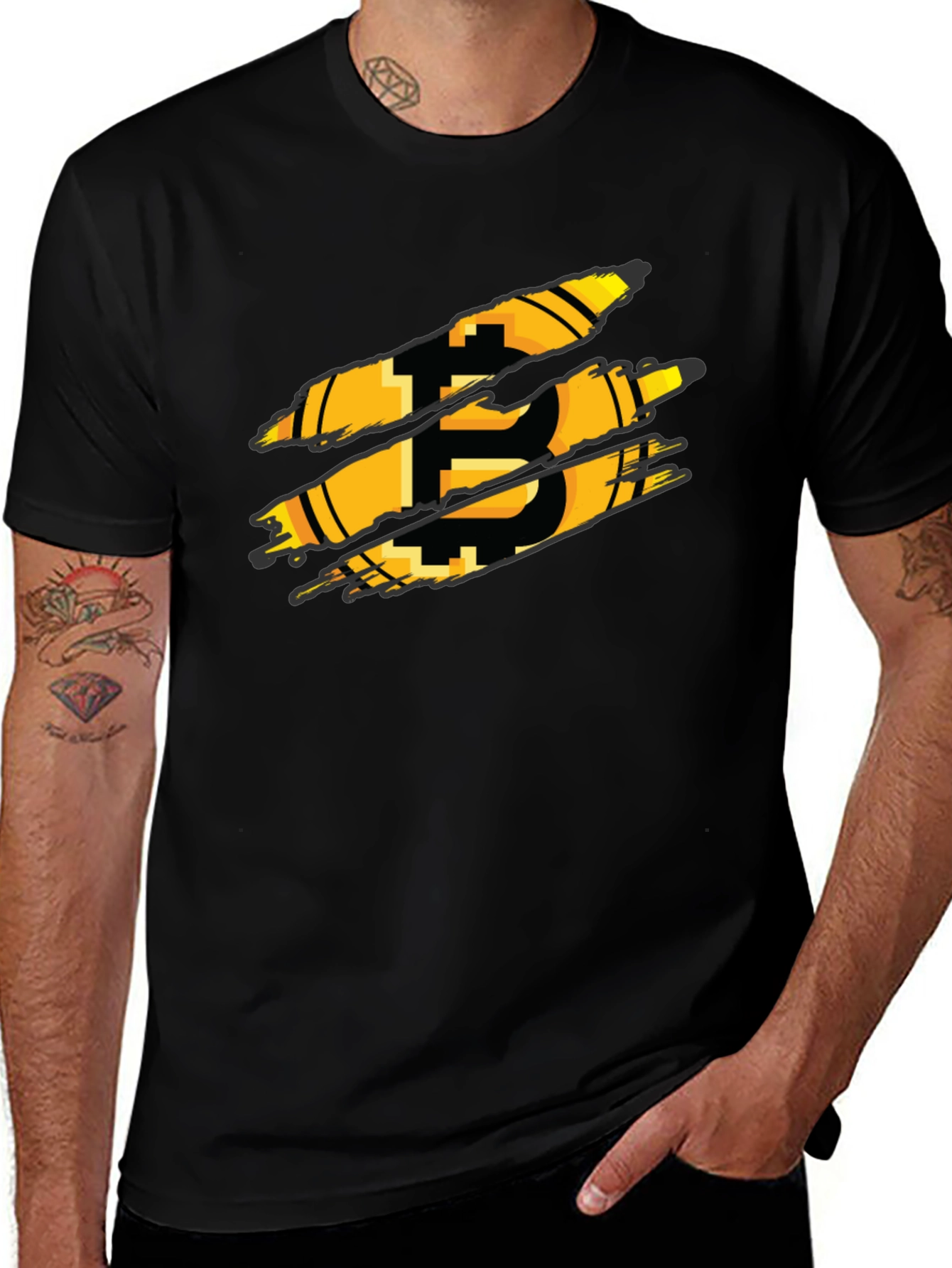 Bitcoin Ripped Black T-Shirt - Crypto Currency Tee