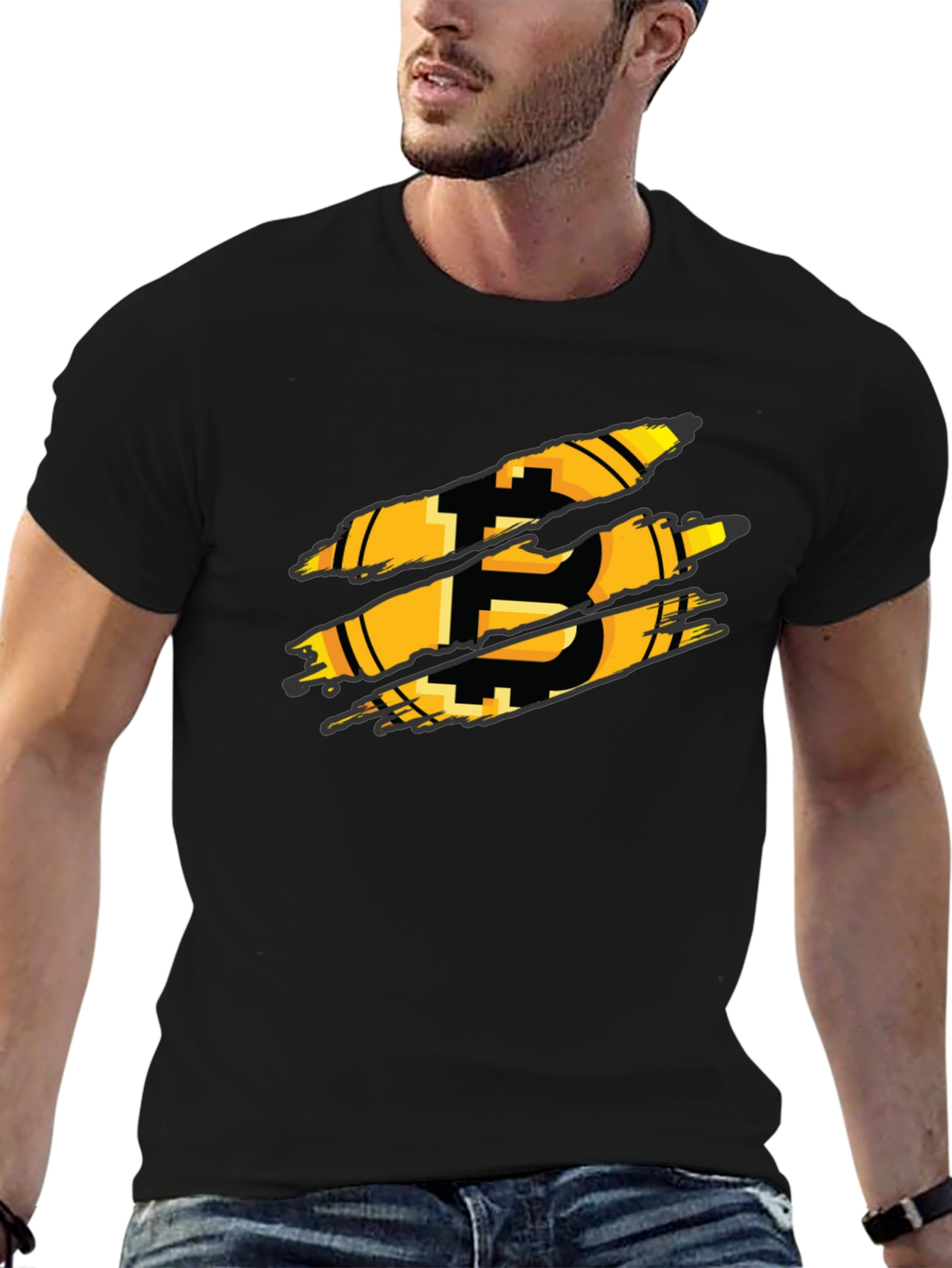 Bitcoin Ripped Black T-Shirt - Crypto Currency Tee