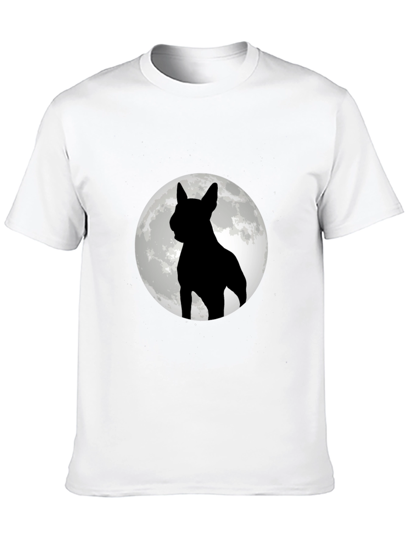Dog Silhouette Moon Graphic Tee - Black Cotton Blend