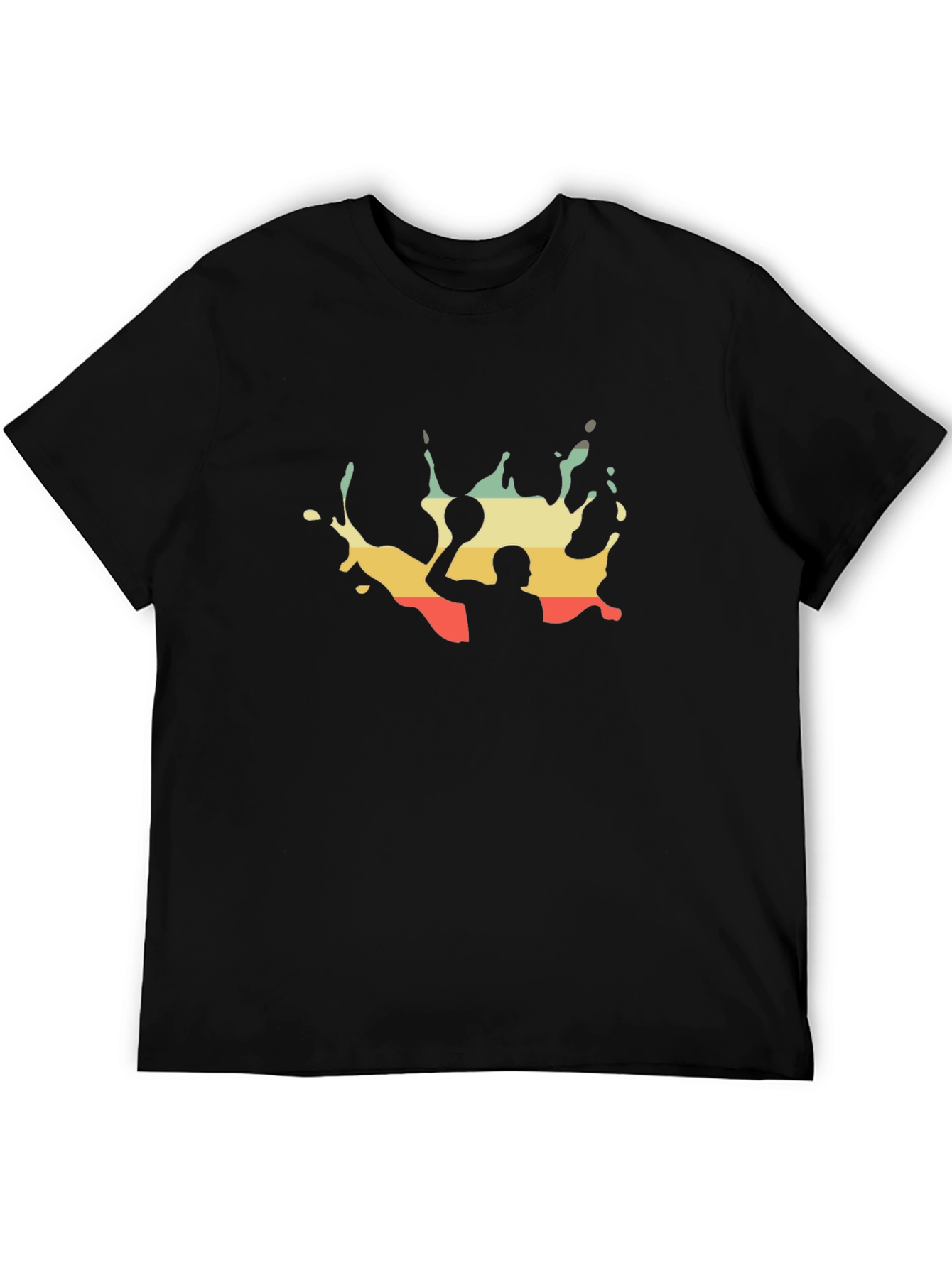 Retro Water Polo Player Black T-Shirt
