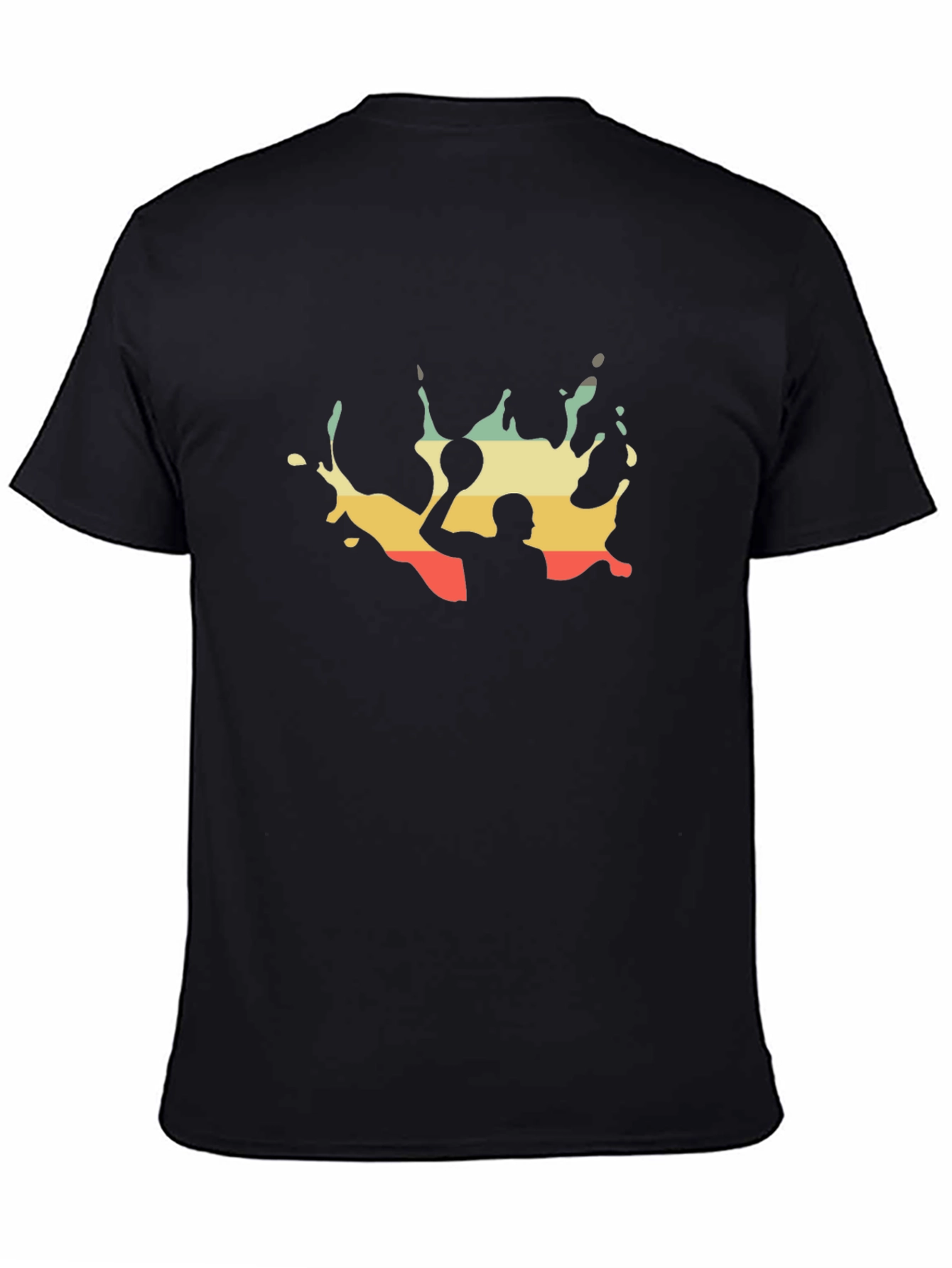 Retro Water Polo Player Black T-Shirt