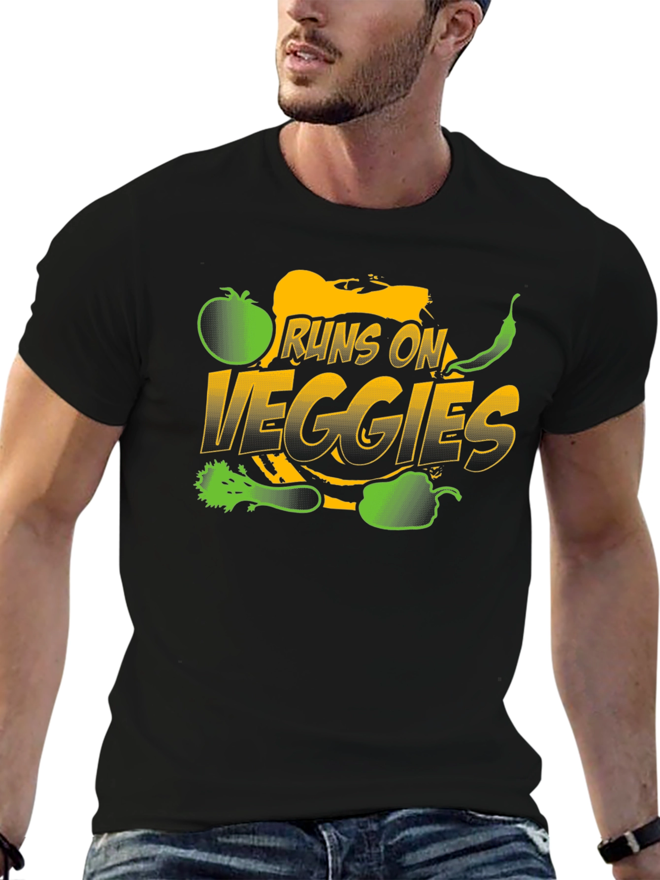 Runs on Veggies T-Shirt - Vegan Healthy Food Tee