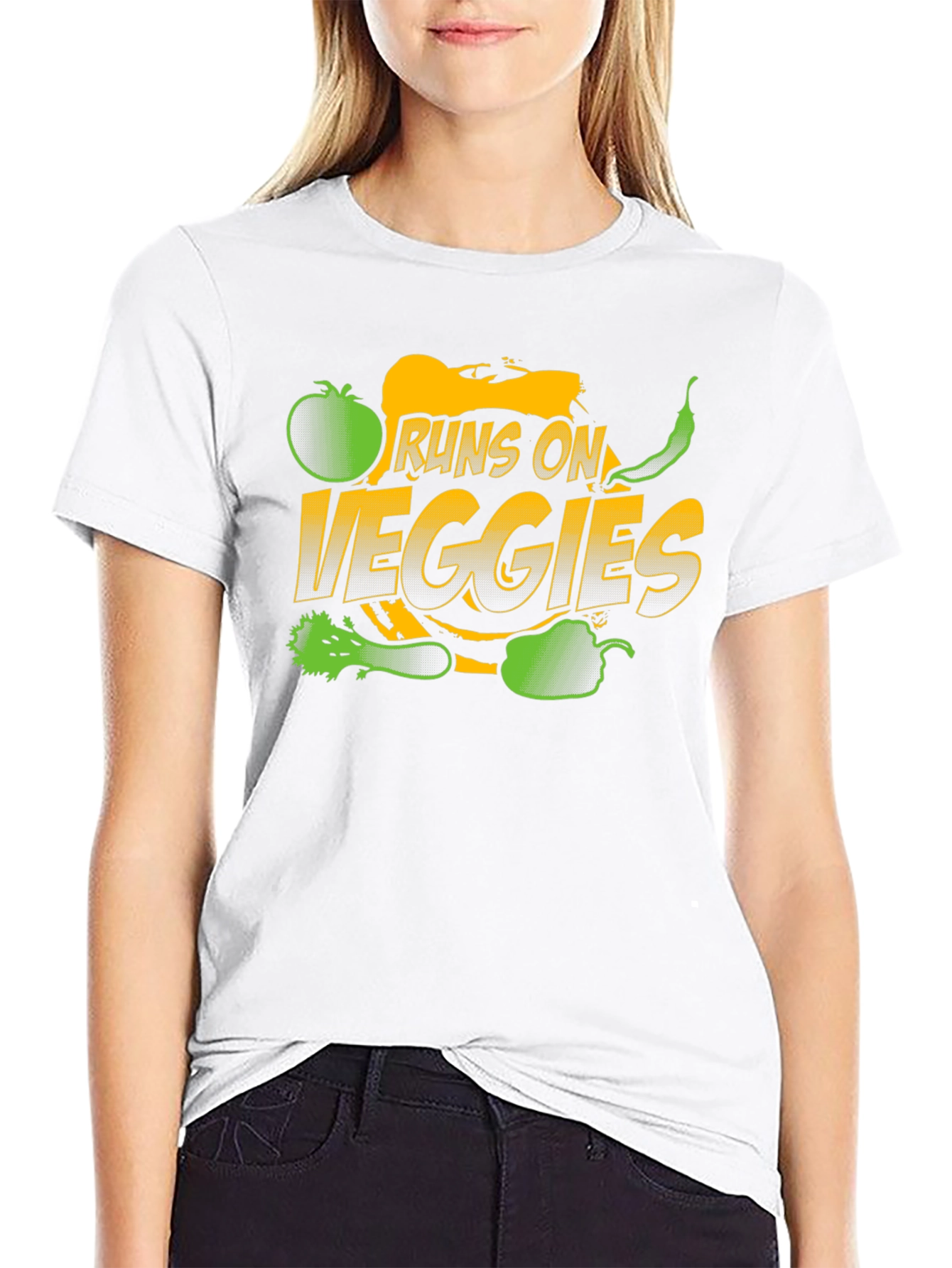 Runs on Veggies T-Shirt - Vegan Healthy Food Tee