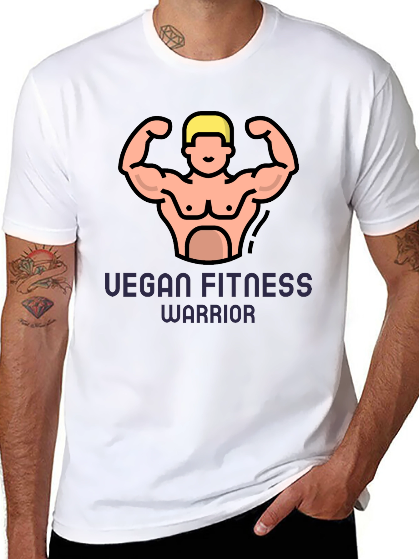 Vegan Fitness Warrior Graphic Tee - Black