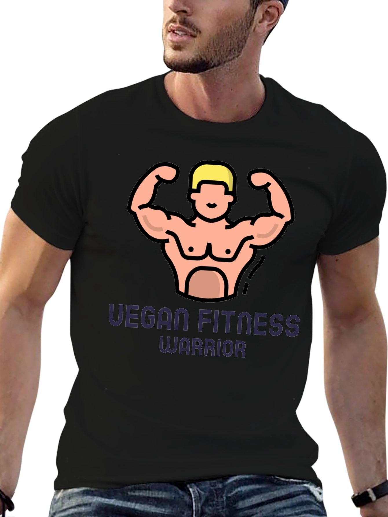 Vegan Fitness Warrior Graphic Tee - Black