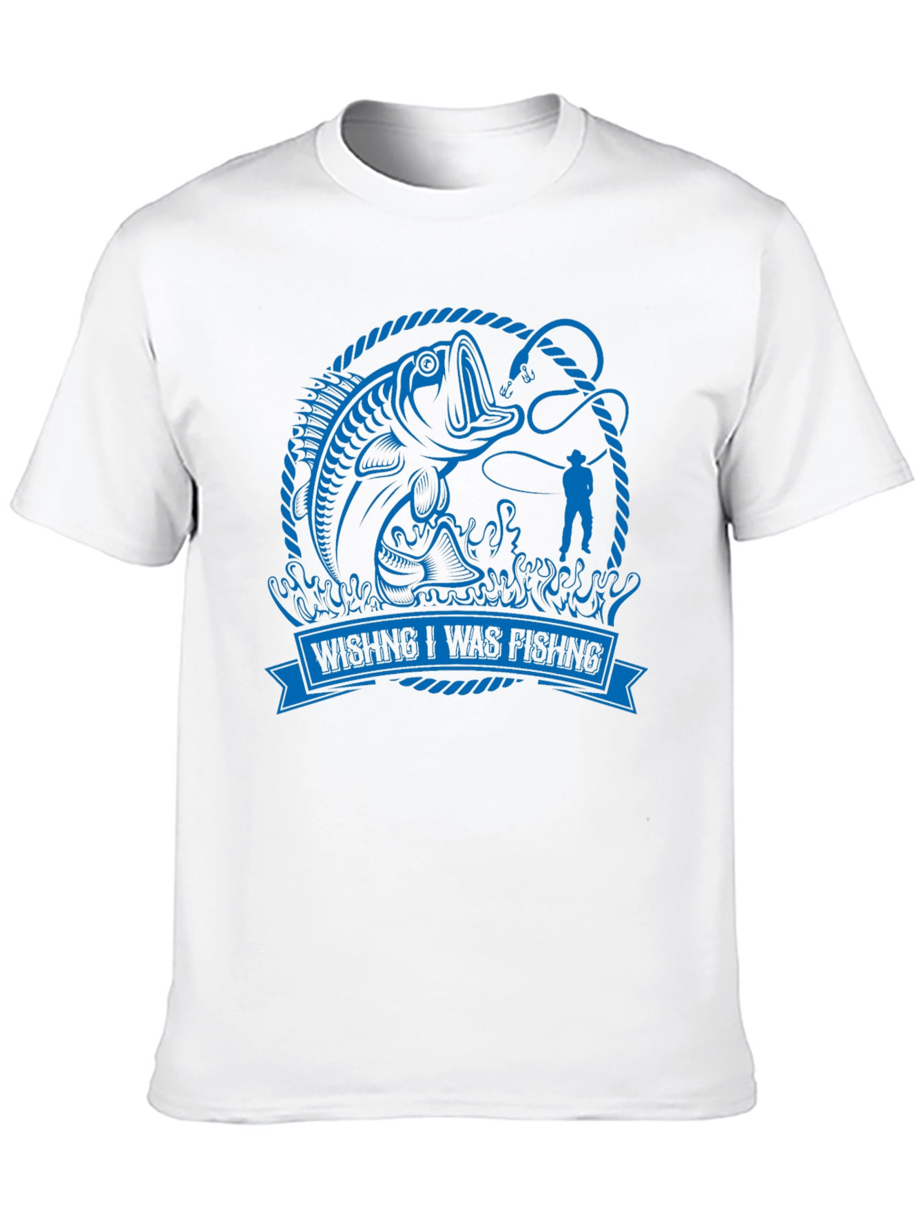 Wishing I Was Fishing Black Graphic Tee