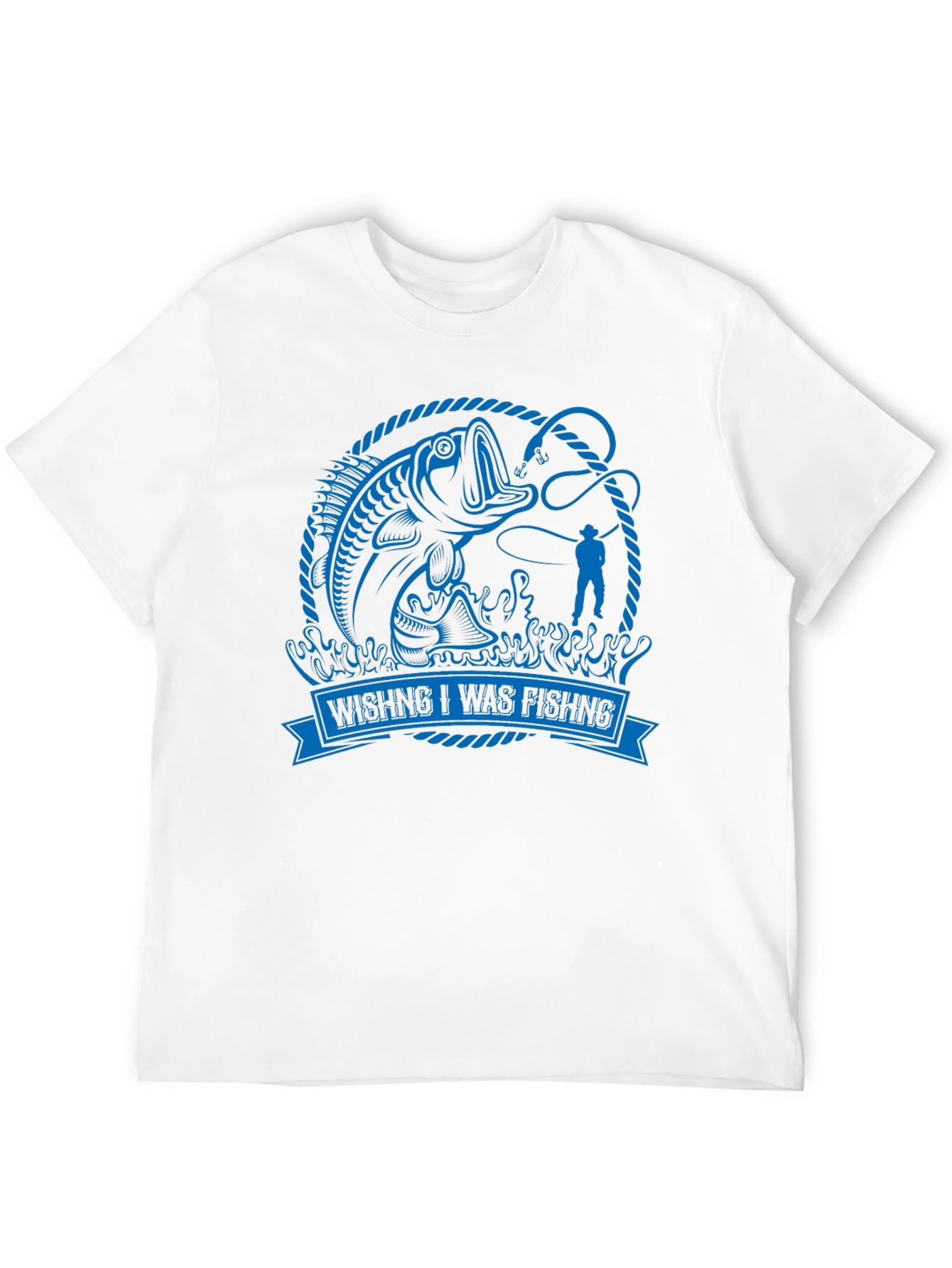 Wishing I Was Fishing Black Graphic Tee