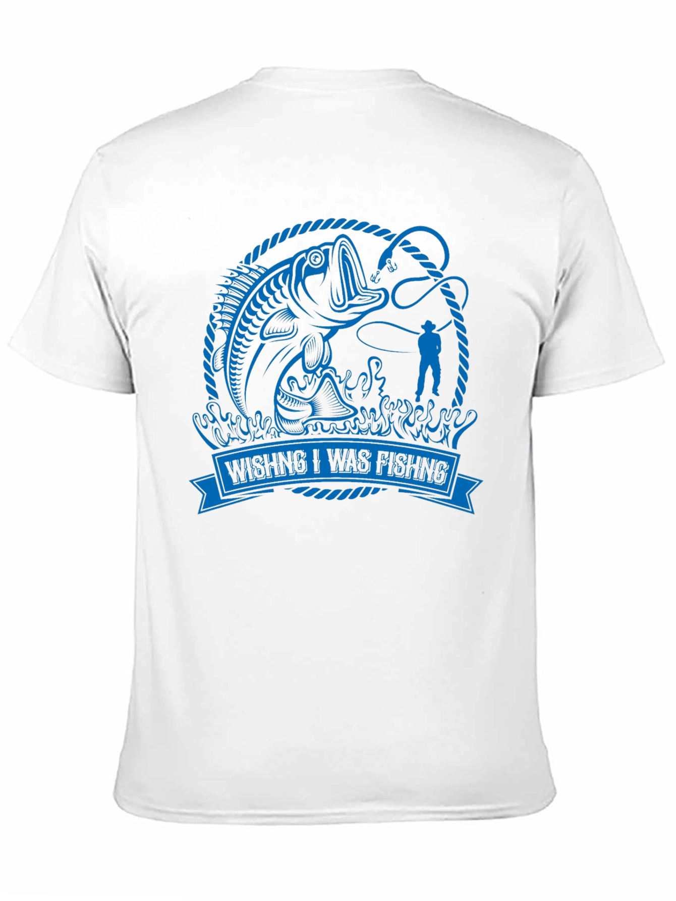 Wishing I Was Fishing Black Graphic Tee