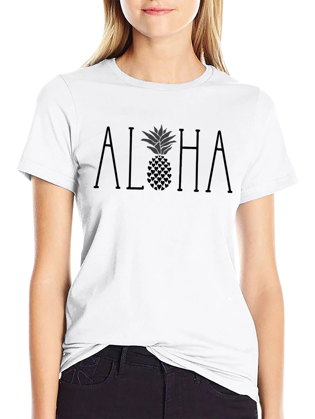 Aloha Pineapple Heart Graphic Tee - Relaxed Fit