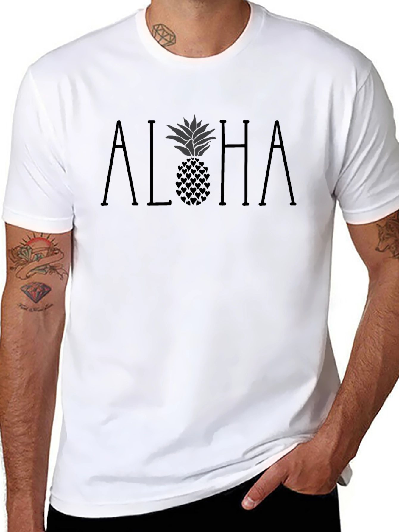 Aloha Pineapple Heart Graphic Tee - Relaxed Fit