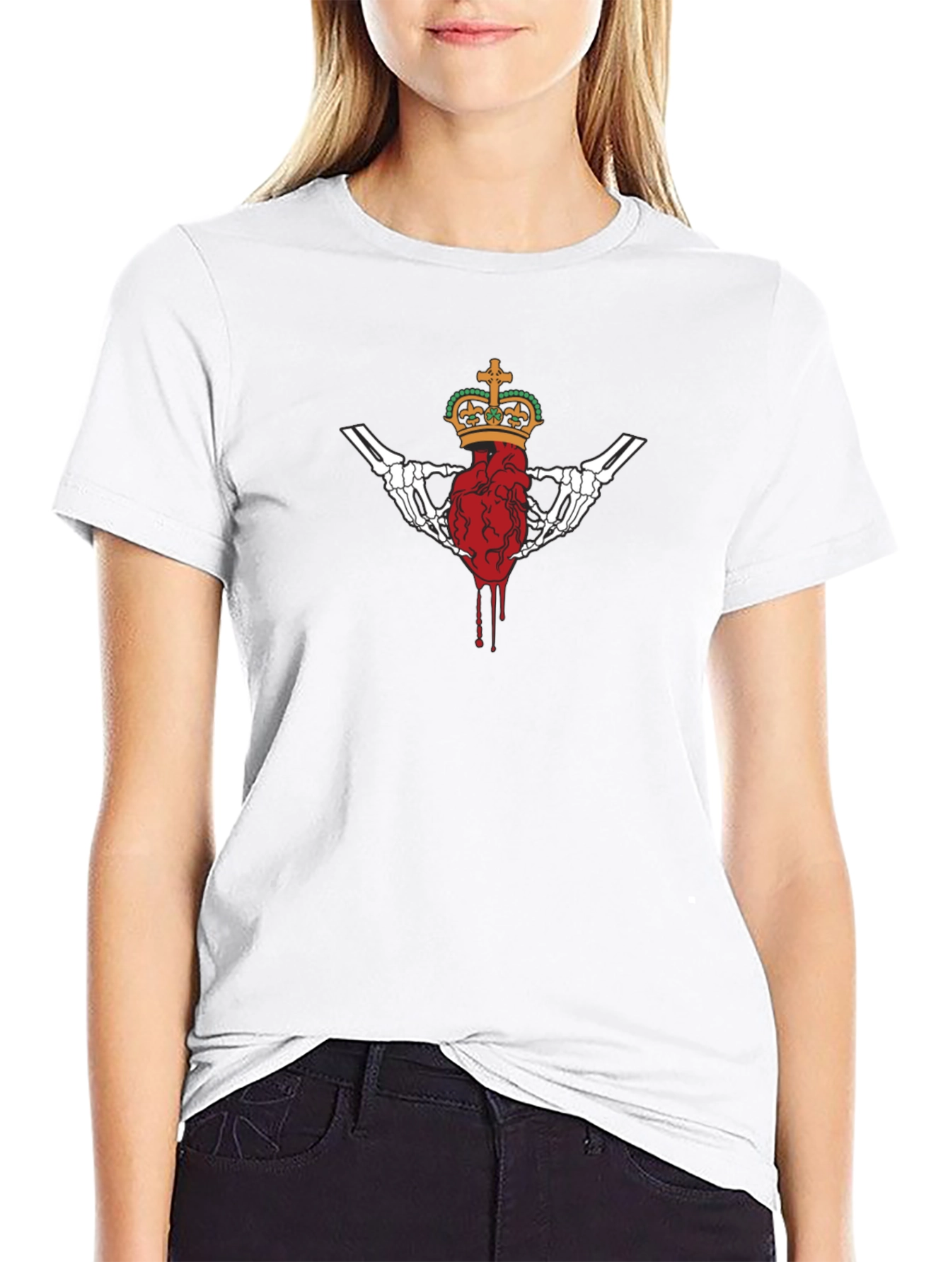Bleeding Heart Crown Graphic Black T-Shirt