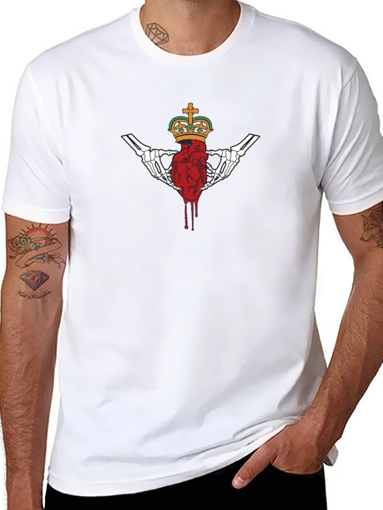 Bleeding Heart Crown Graphic Black T-Shirt