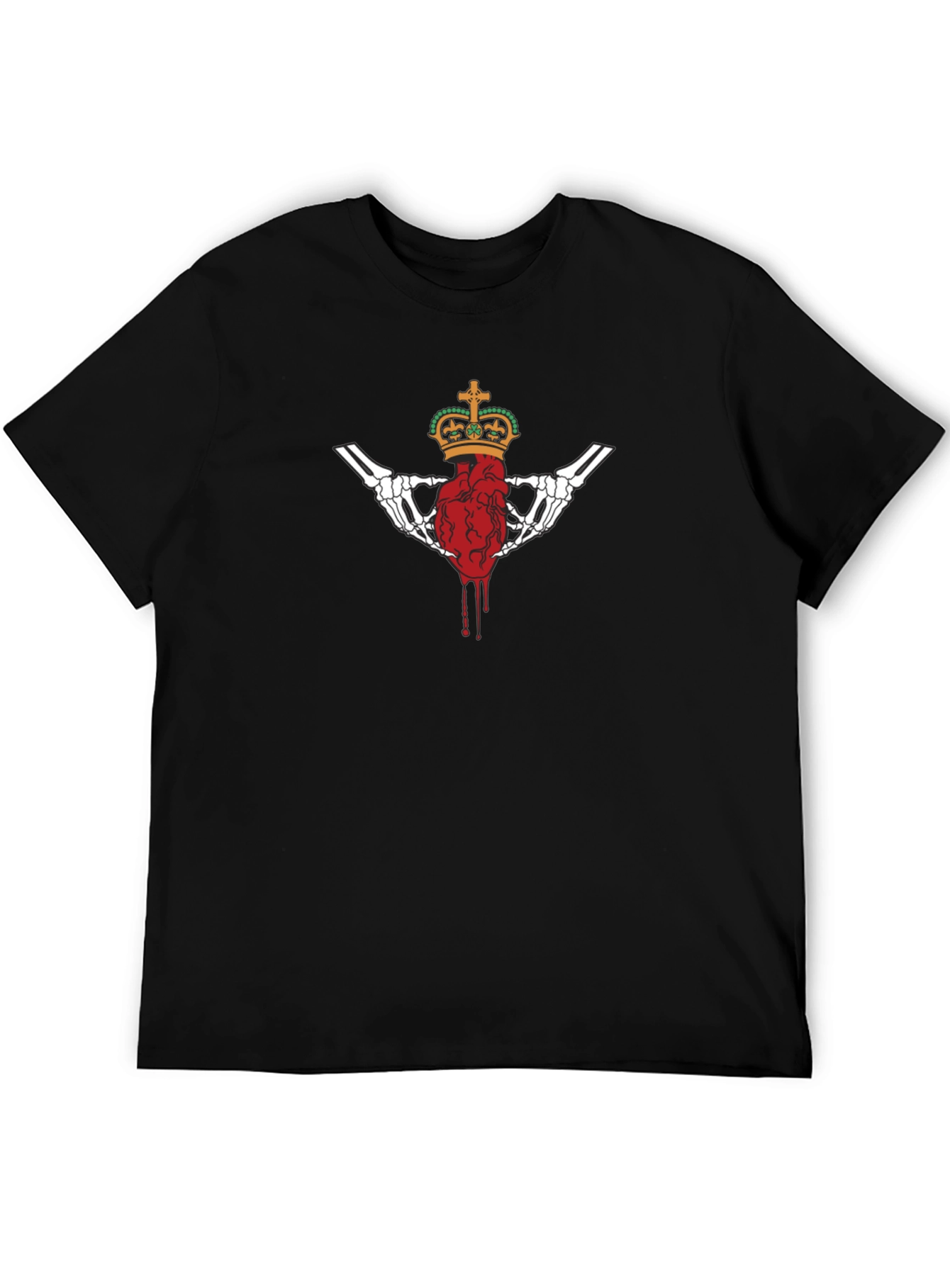 Bleeding Heart Crown Graphic Black T-Shirt