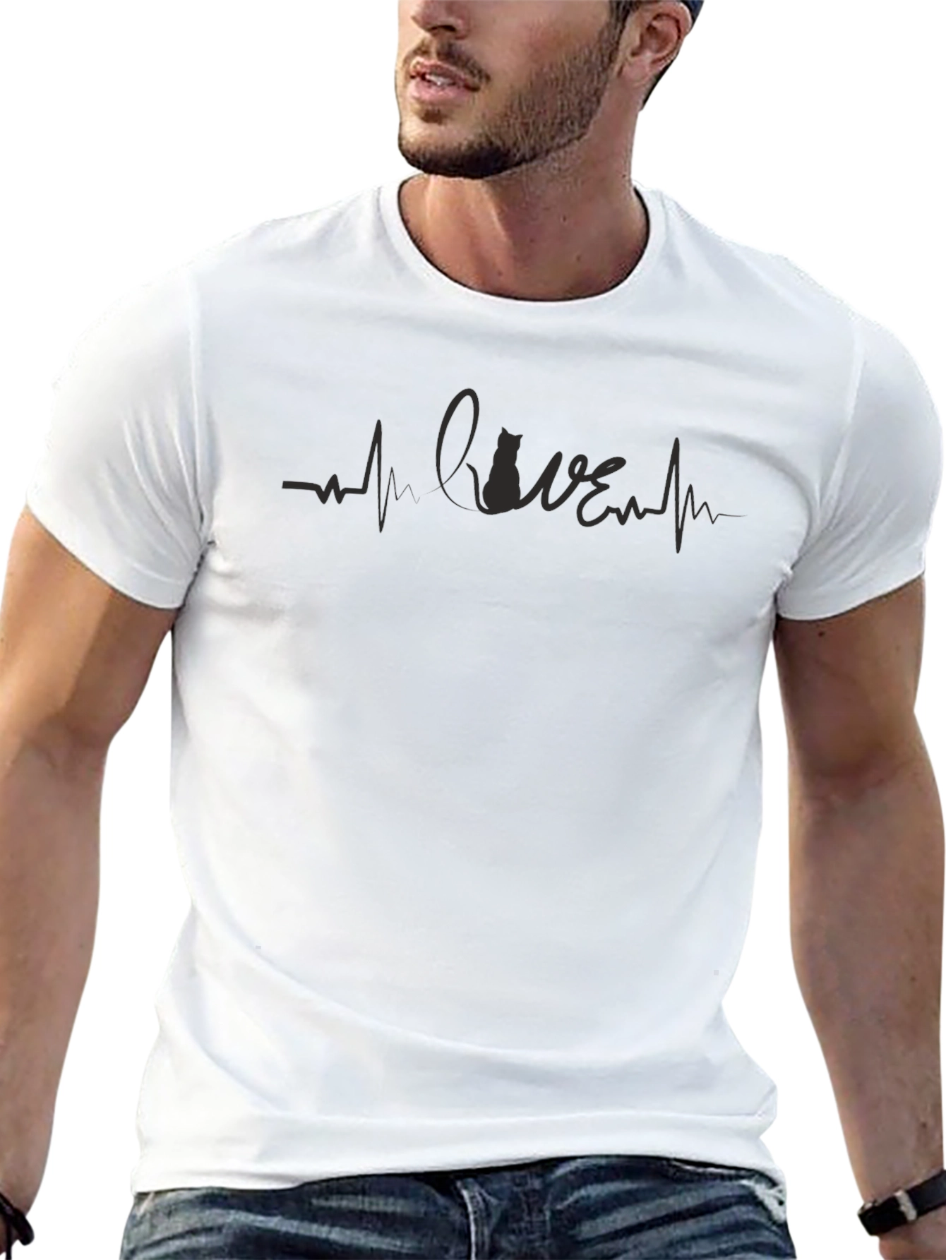 Cat Lover Heartbeat T-Shirt - Unisex Design