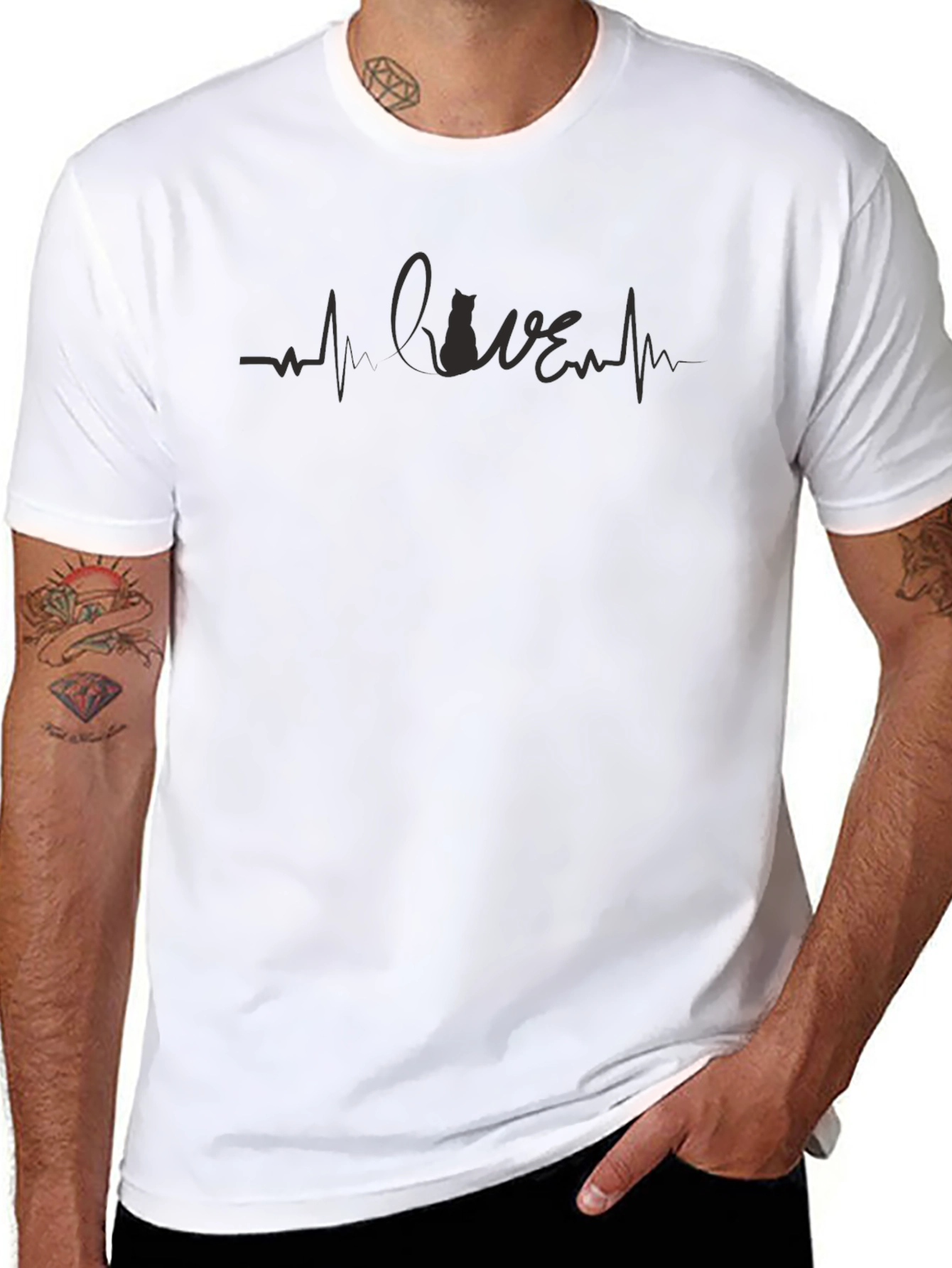 Cat Lover Heartbeat T-Shirt - Unisex Design