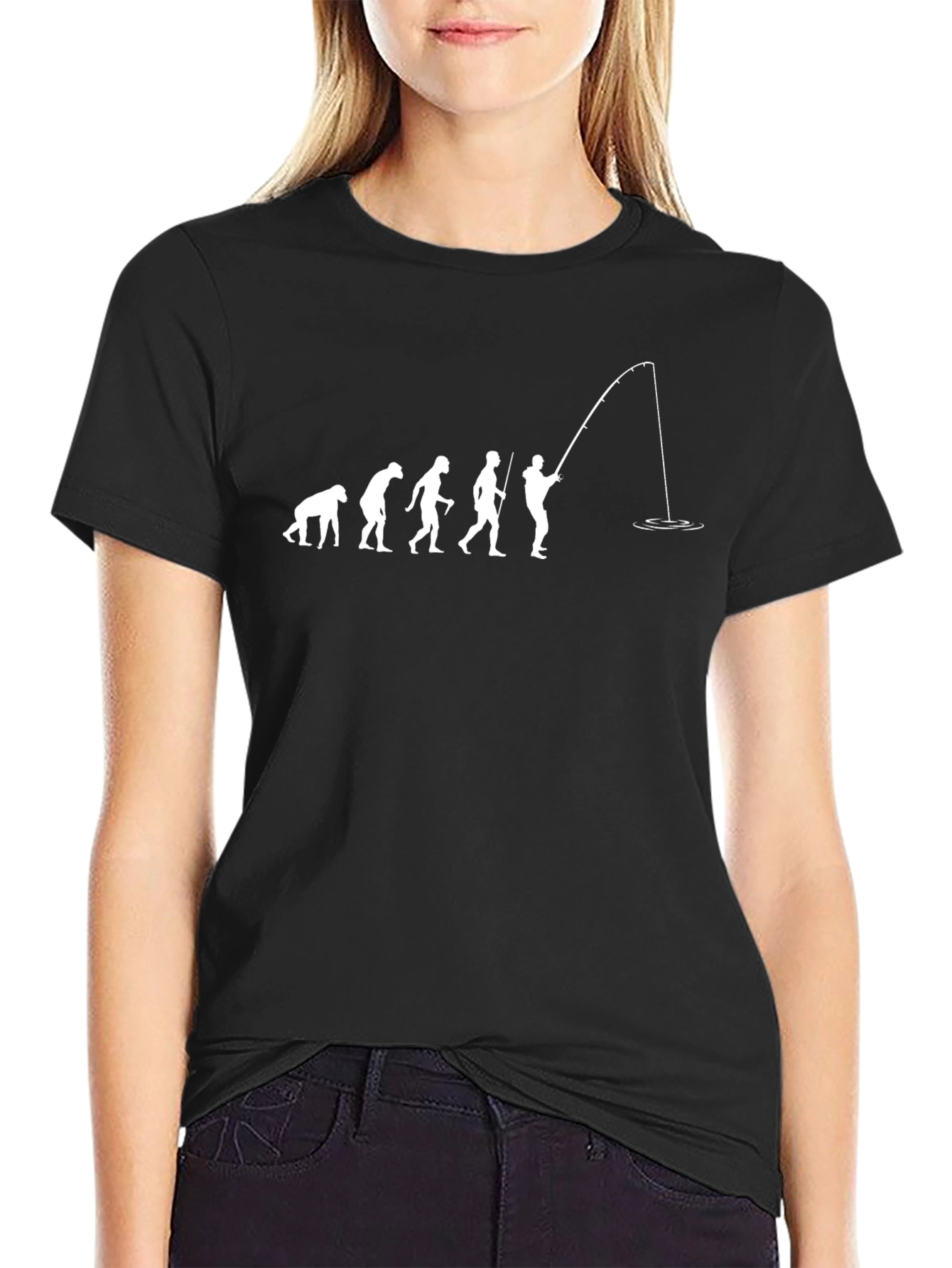 Evolution of Fishing Black T-Shirt