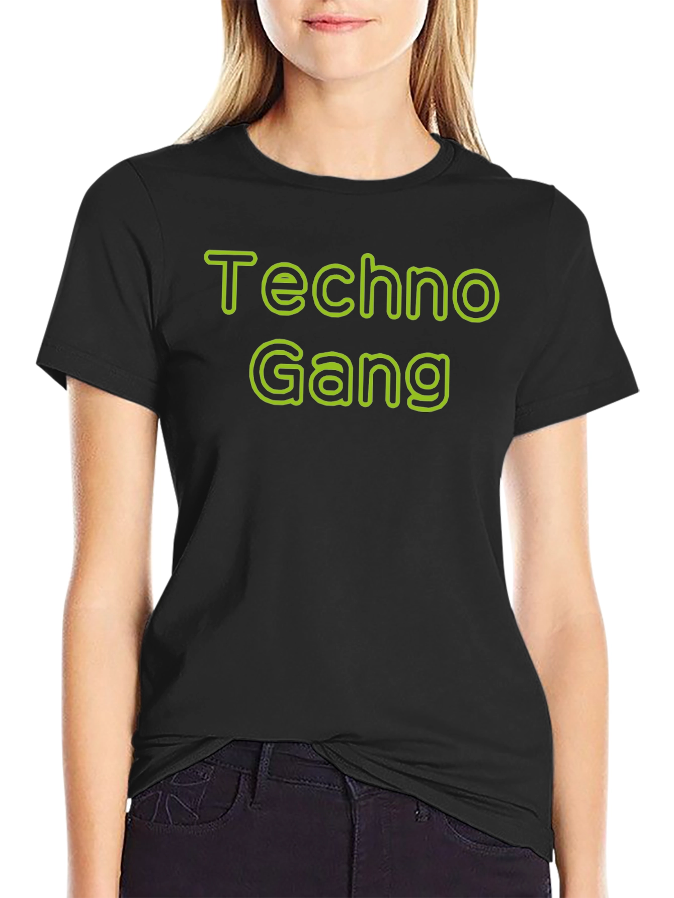Techno Gang Graphic T-Shirt - Black Crew Neck Tee