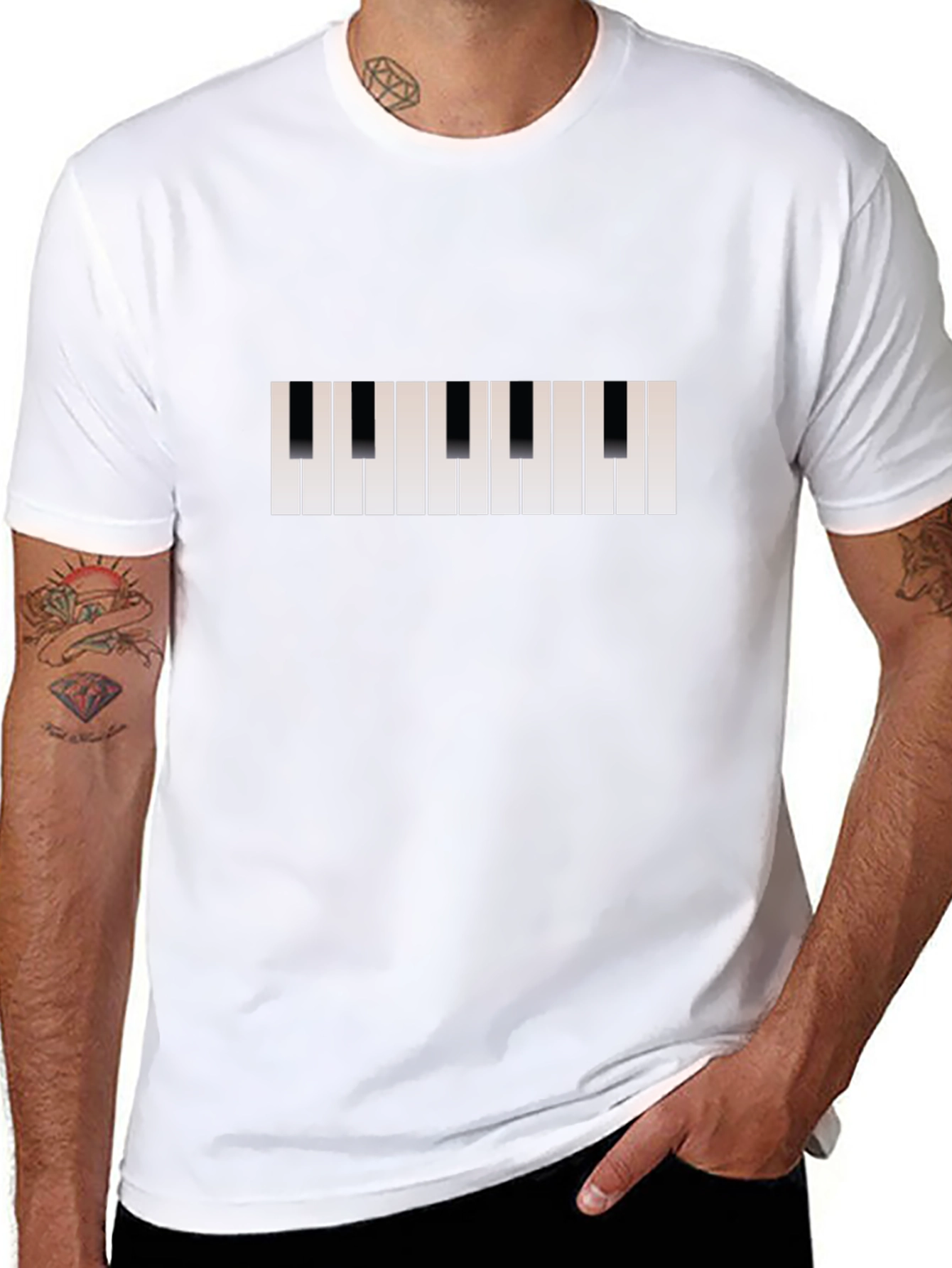 Piano Keys T-Shirt - Black Cotton Musical Tee